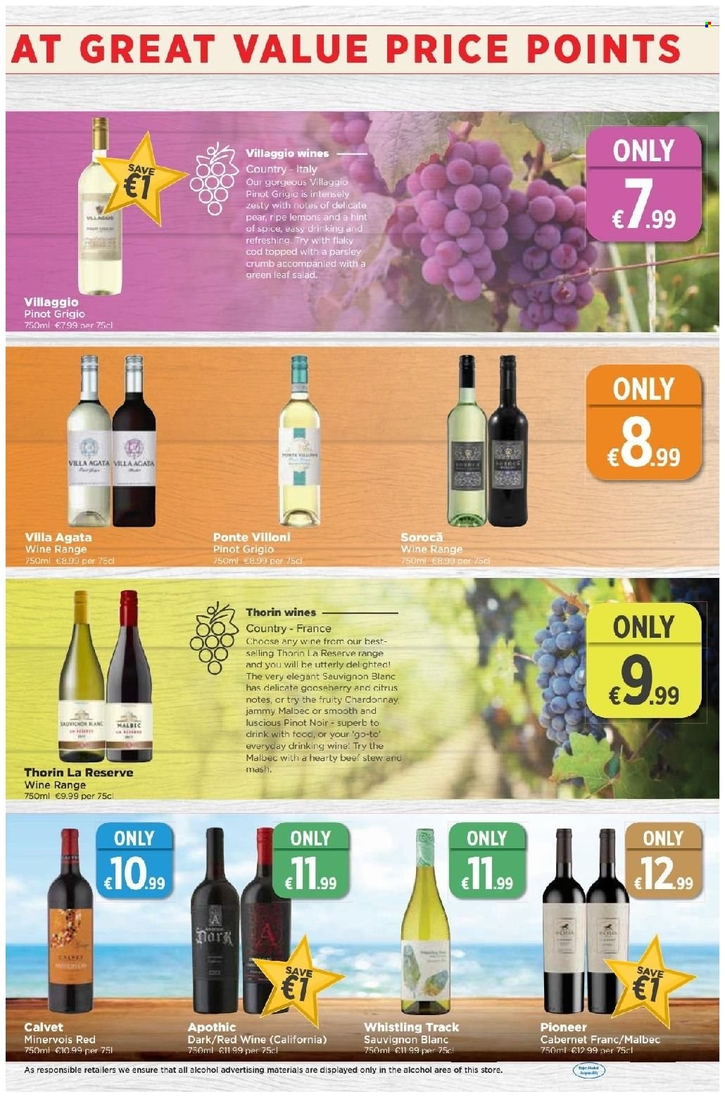 thumbnail - EUROSPAR offer  - 26.05.2022 - 15.06.2022 - Sales products - parsley, pears, lemons, cod, spice, Cabernet Sauvignon, red wine, white wine, Chardonnay, wine, Pinot Noir, alcohol, Pinot Grigio, Sauvignon Blanc. Page 9.