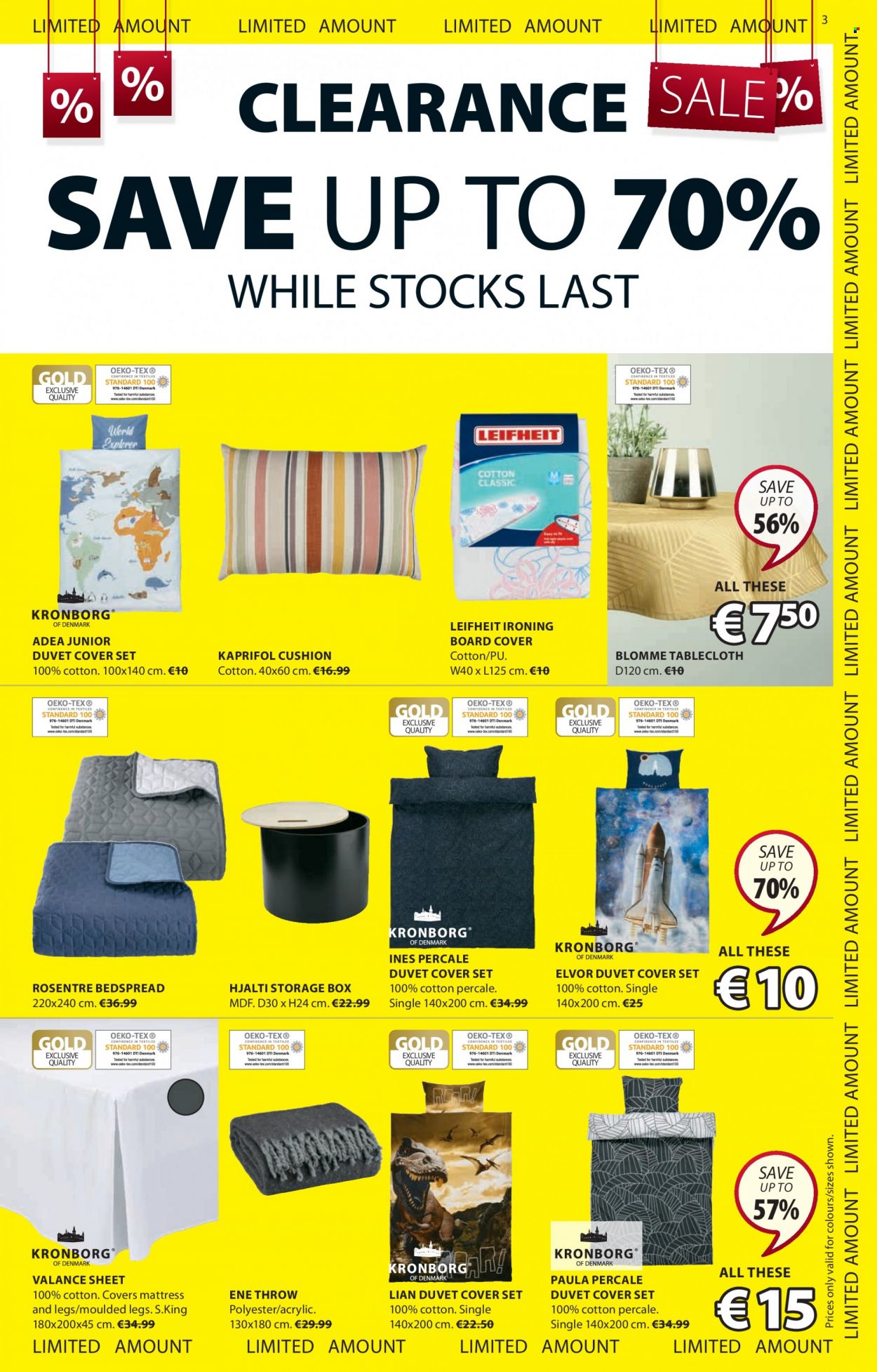 thumbnail - JYSK offer  - 23.06.2022 - 06.07.2022 - Sales products - storage box, mattress, cushion, ironing board, tablecloth, bedspread, duvet, quilt cover set. Page 3.