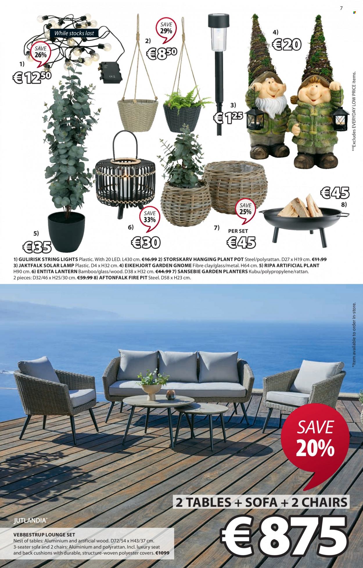 thumbnail - JYSK offer  - 23.06.2022 - 06.07.2022 - Sales products - table, chair, sofa, lounge, cushion, lantern, artificial plant, pot, lamp, string lights, plant pot. Page 7.