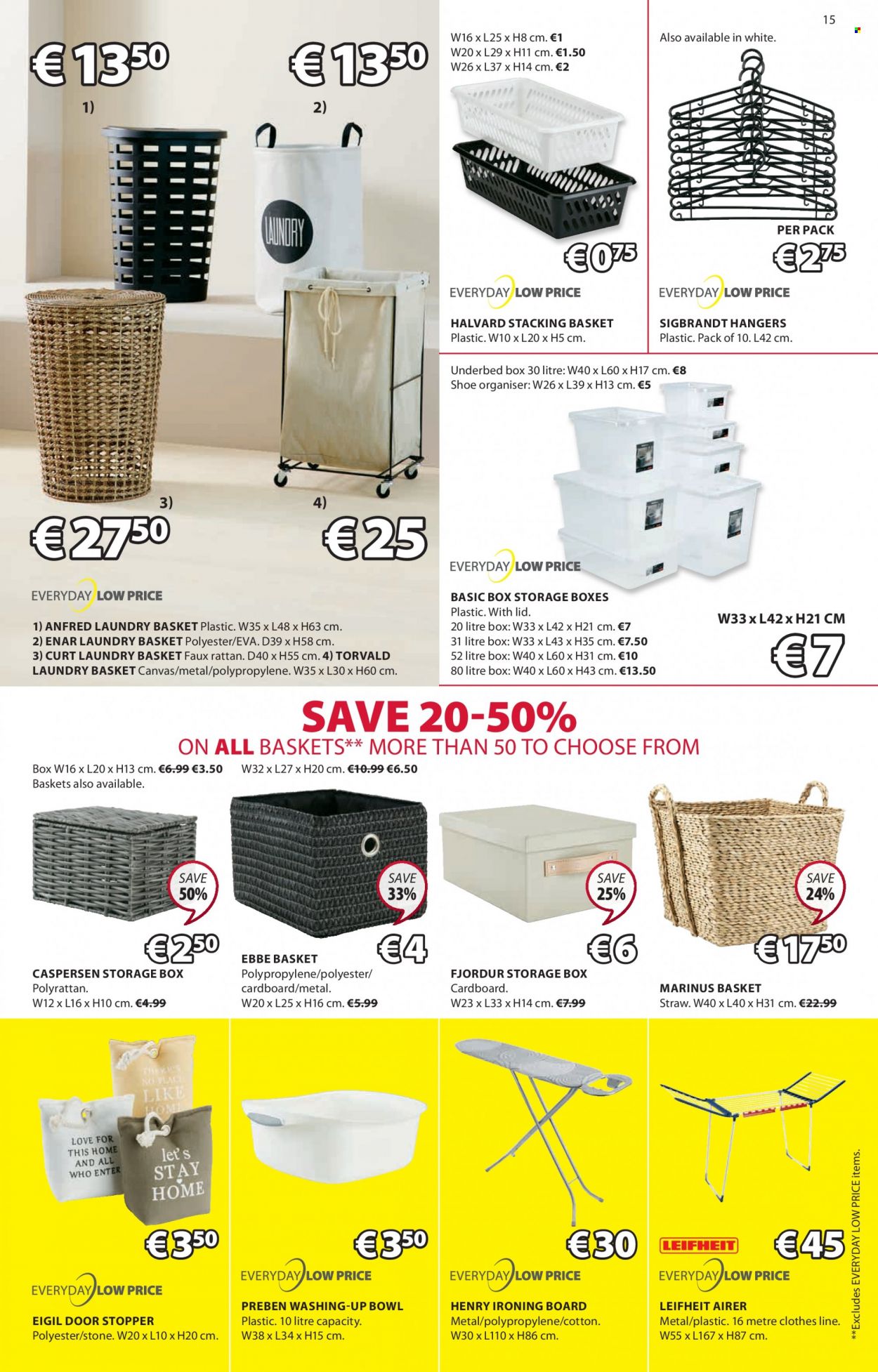 thumbnail - JYSK offer  - 23.06.2022 - 06.07.2022 - Sales products - storage box, basket, hanger, ironing board, airer, bowl, canvas. Page 15.