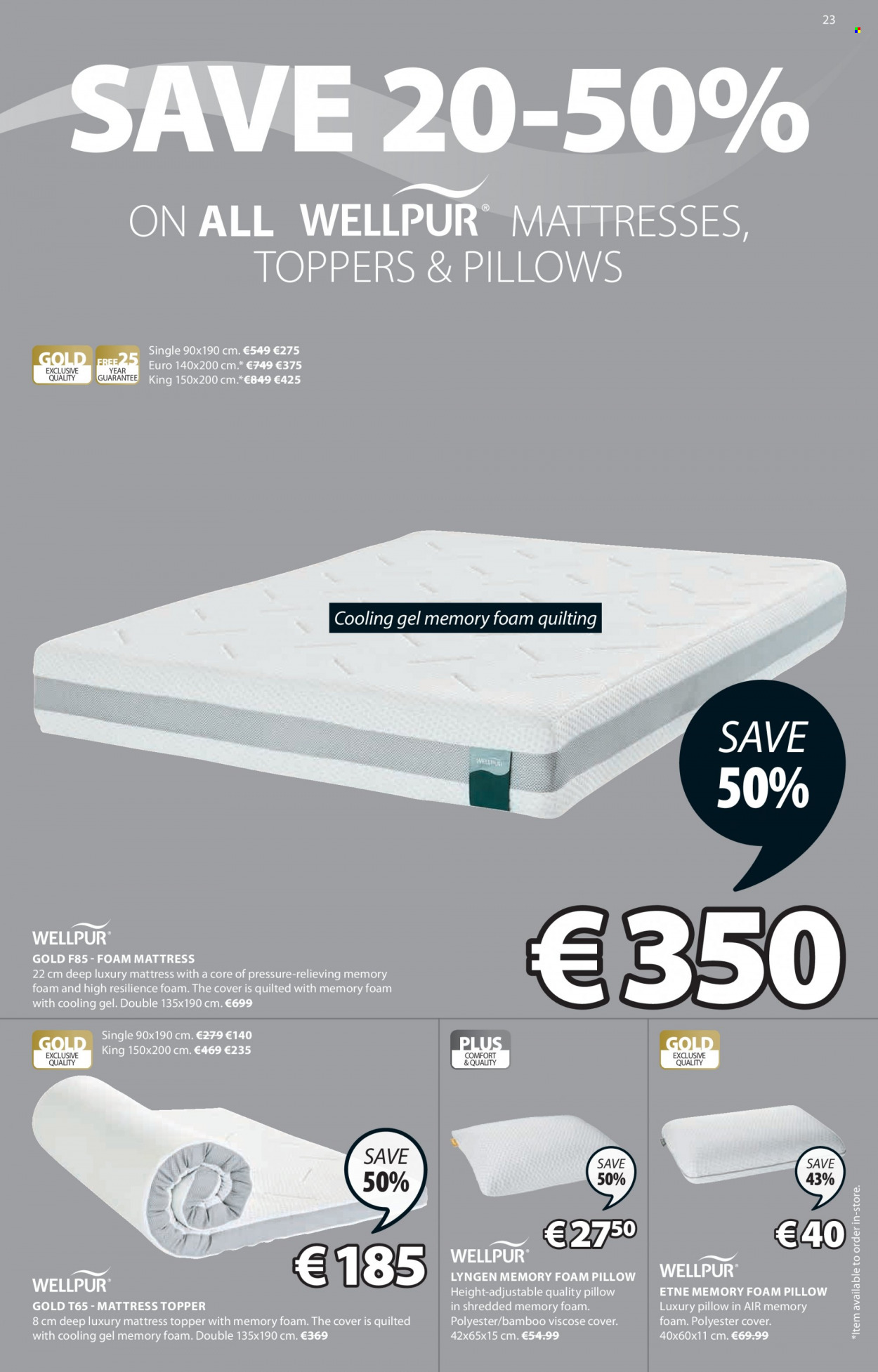 thumbnail - JYSK offer  - 23.06.2022 - 06.07.2022 - Sales products - mattress protector, foam mattress, topper, pillow, foam pillow. Page 23.