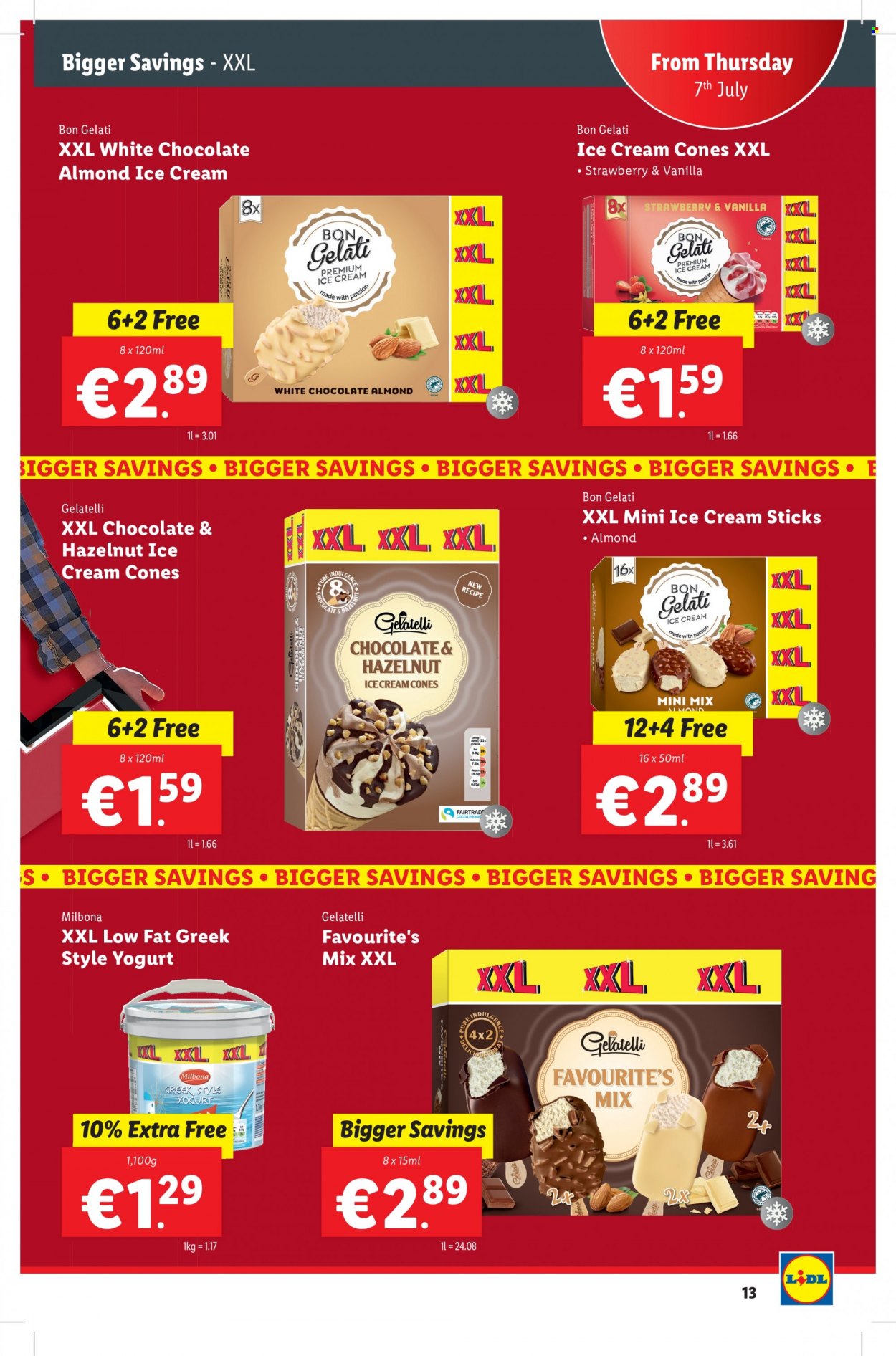 thumbnail - Lidl offer  - 07.07.2022 - 13.07.2022 - Sales products - yoghurt, ice cream, white chocolate, cocoa. Page 13.