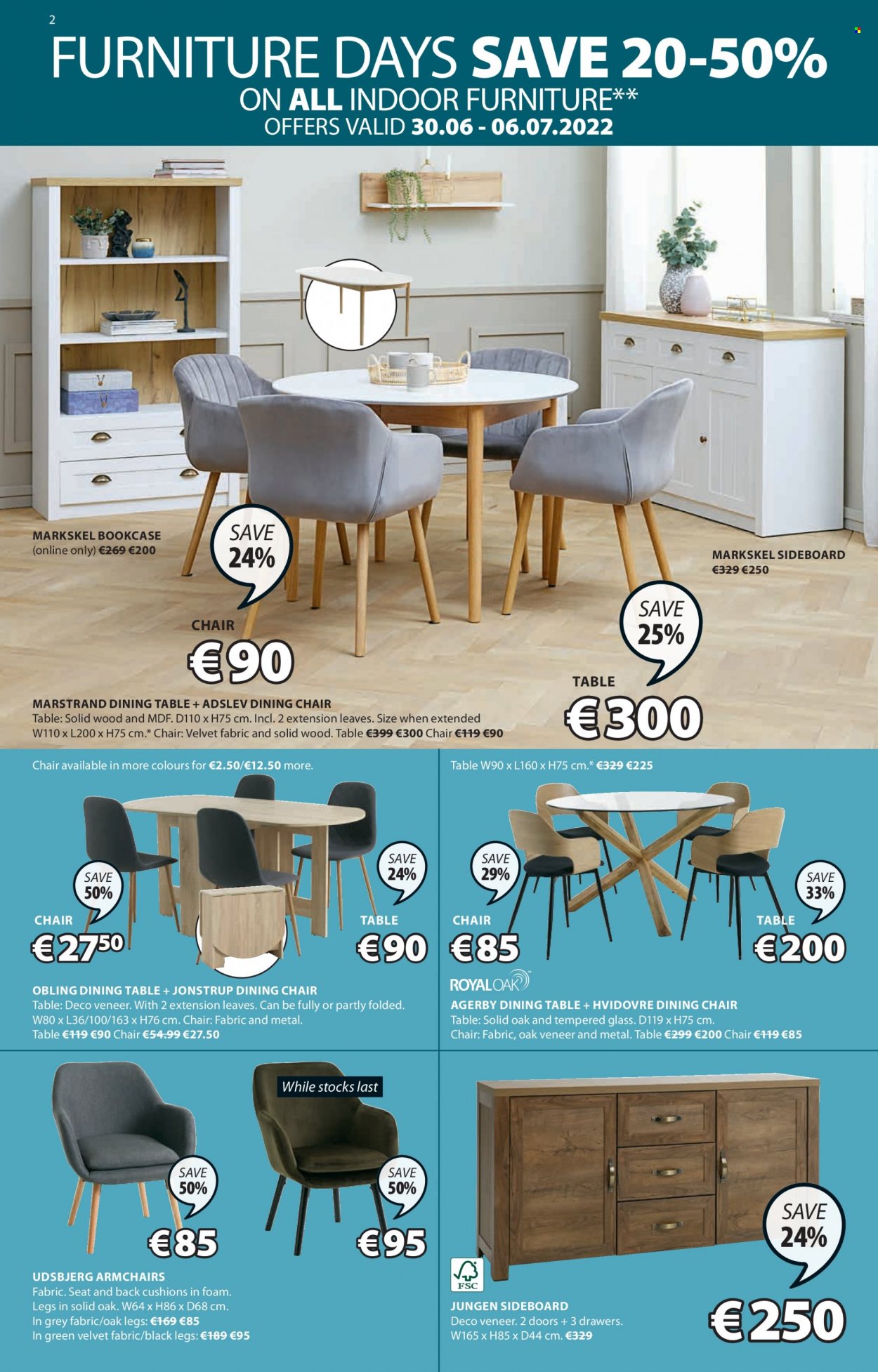 thumbnail - JYSK offer  - 30.06.2022 - 13.07.2022 - Sales products - dining table, table, chair, dining chair, arm chair, bookcase, sideboard, cushion, chair pad. Page 2.