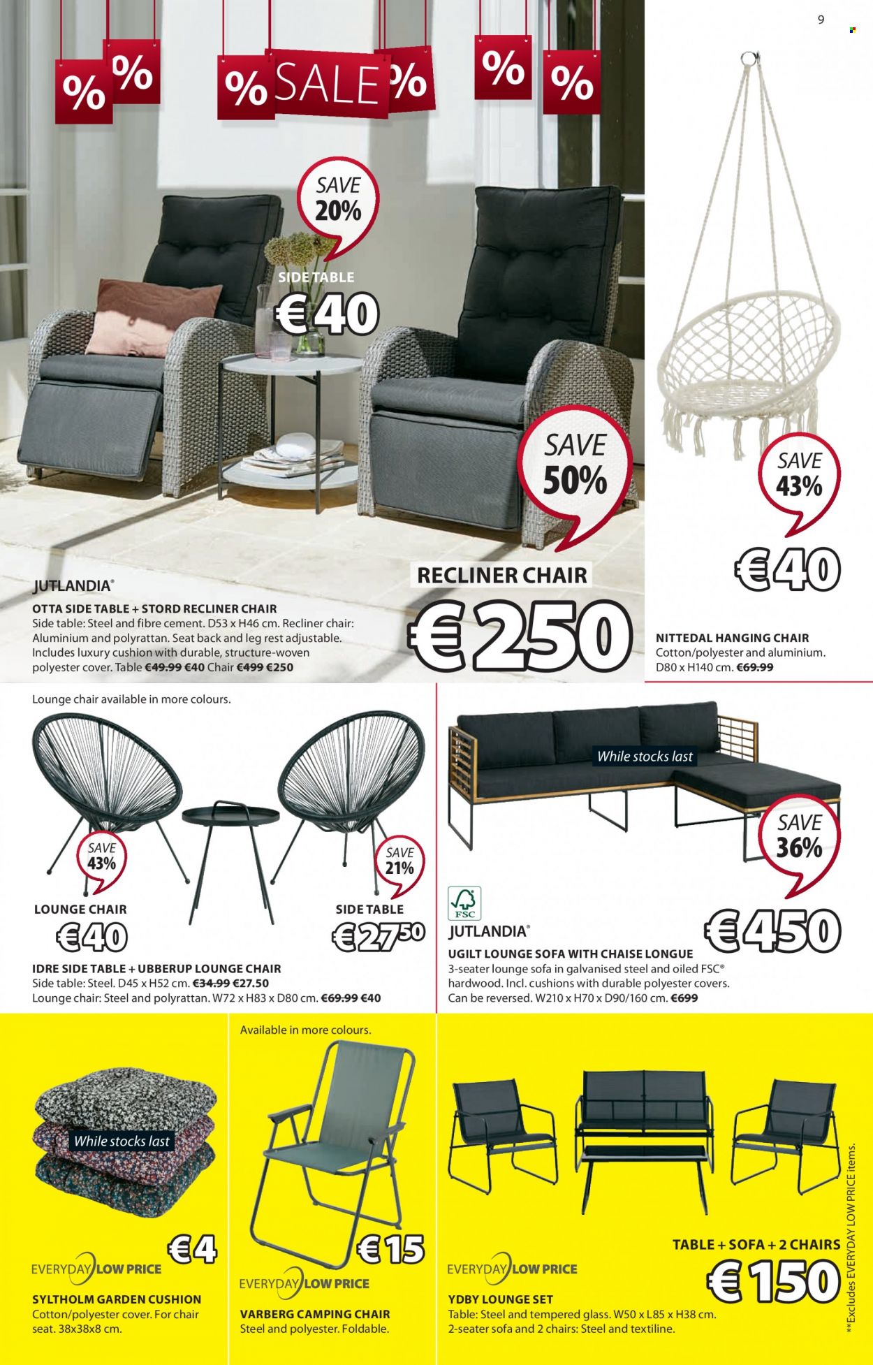 thumbnail - JYSK offer  - 30.06.2022 - 13.07.2022 - Sales products - table, chair, sofa, recliner chair, sofa with chaise longue, chaise longue, lounge, sidetable, cushion, camping chair. Page 9.