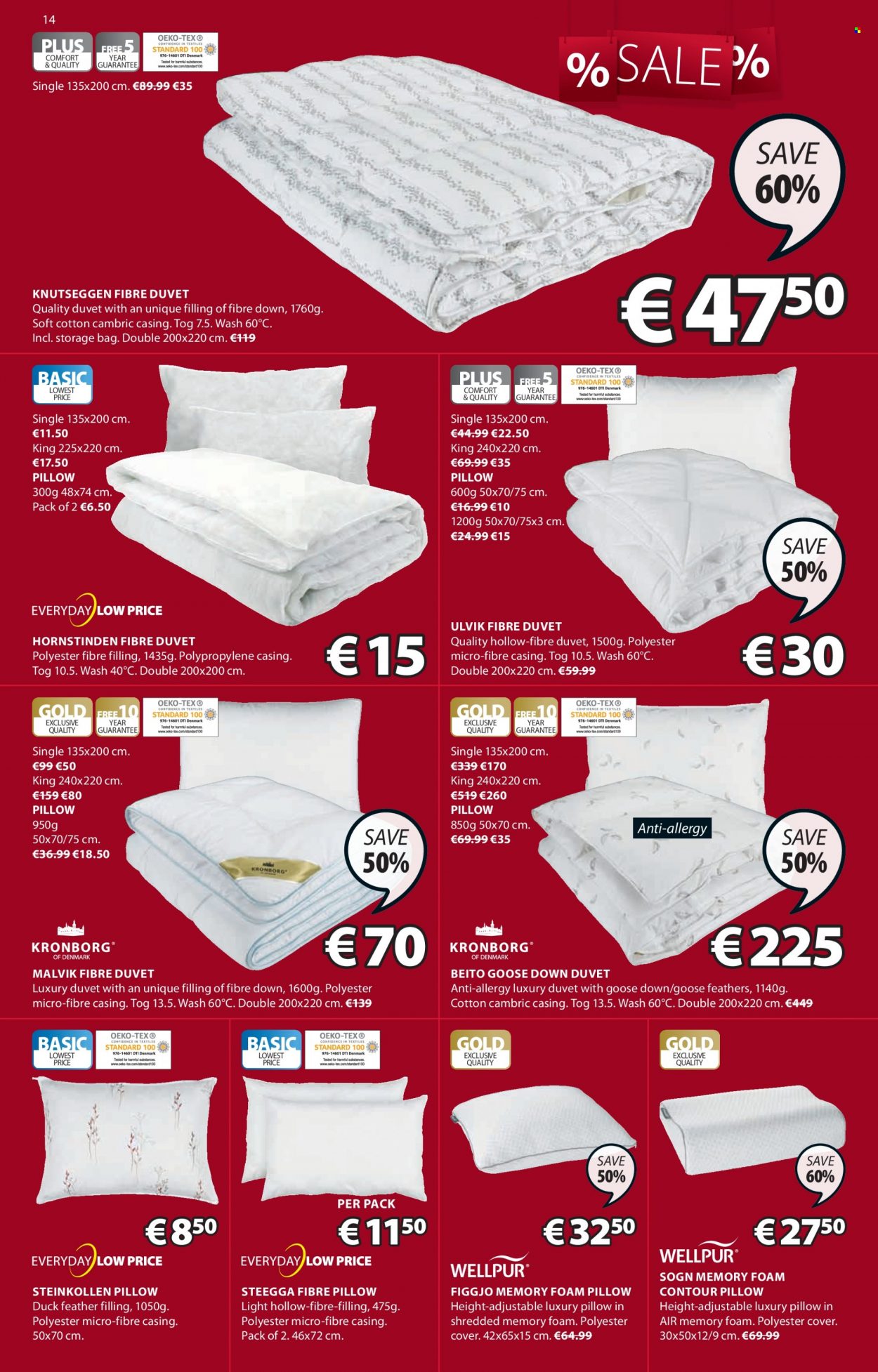 thumbnail - JYSK offer  - 30.06.2022 - 13.07.2022 - Sales products - duvet, pillow, foam pillow. Page 14.