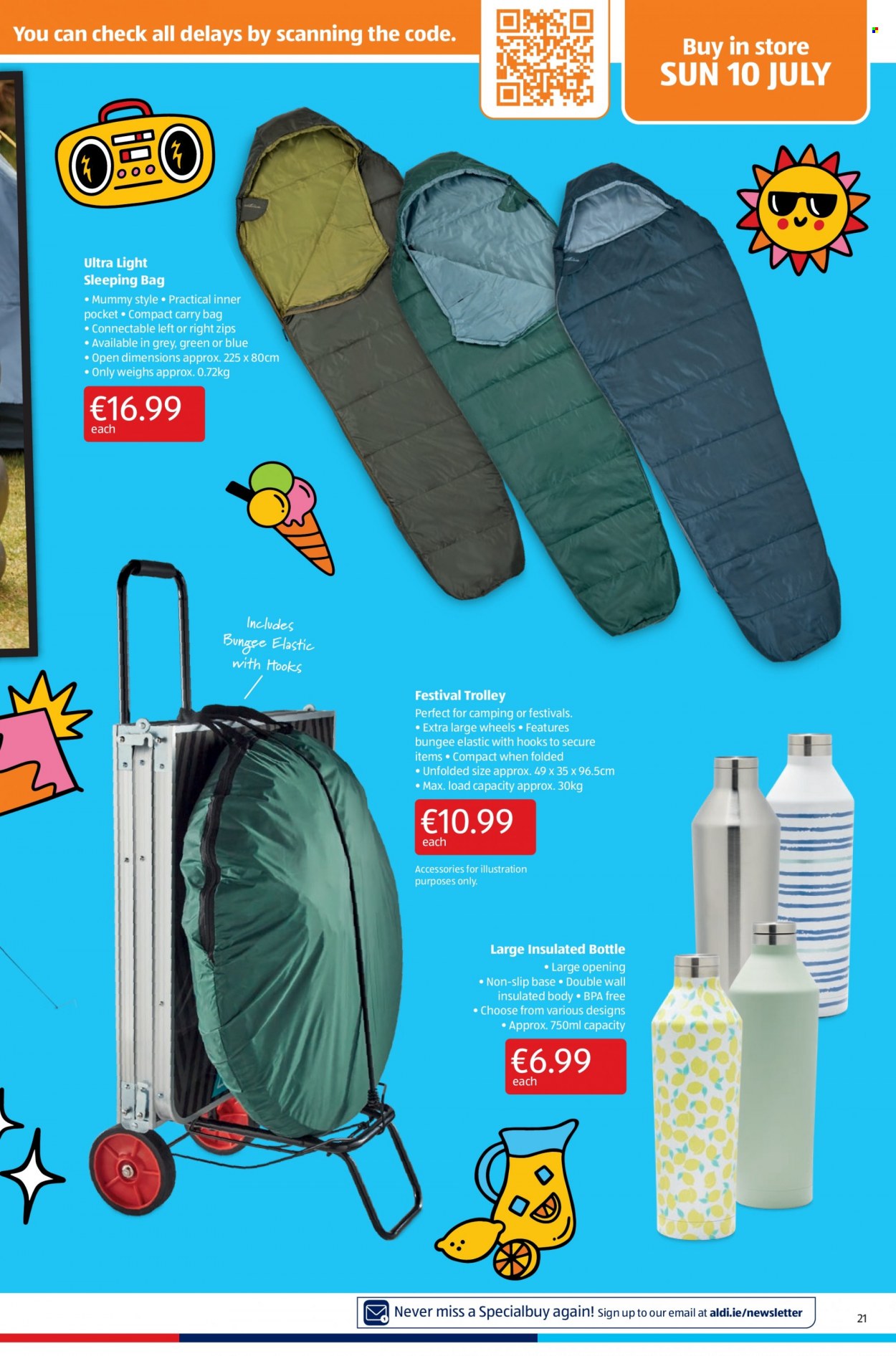 thumbnail - Aldi offer  - 07.07.2022 - 13.07.2022 - Sales products - trolley, sleeping bag. Page 21.