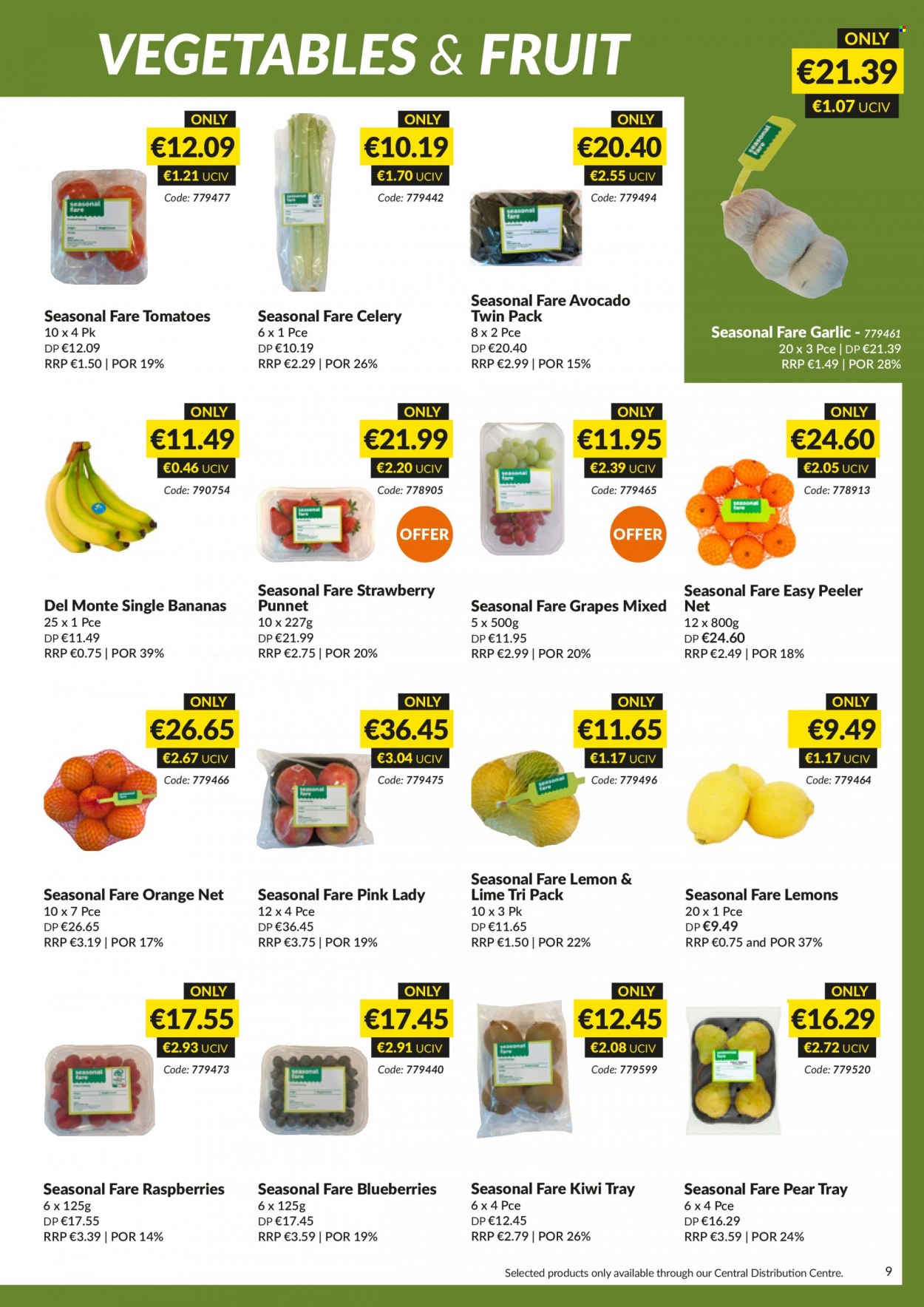 thumbnail - MUSGRAVE Market Place offer  - 03.07.2022 - 30.07.2022 - Sales products - celery, garlic, tomatoes, avocado, bananas, blueberries, grapes, kiwi, pears, oranges, Pink Lady, Del Monte, tray, peeler. Page 9.