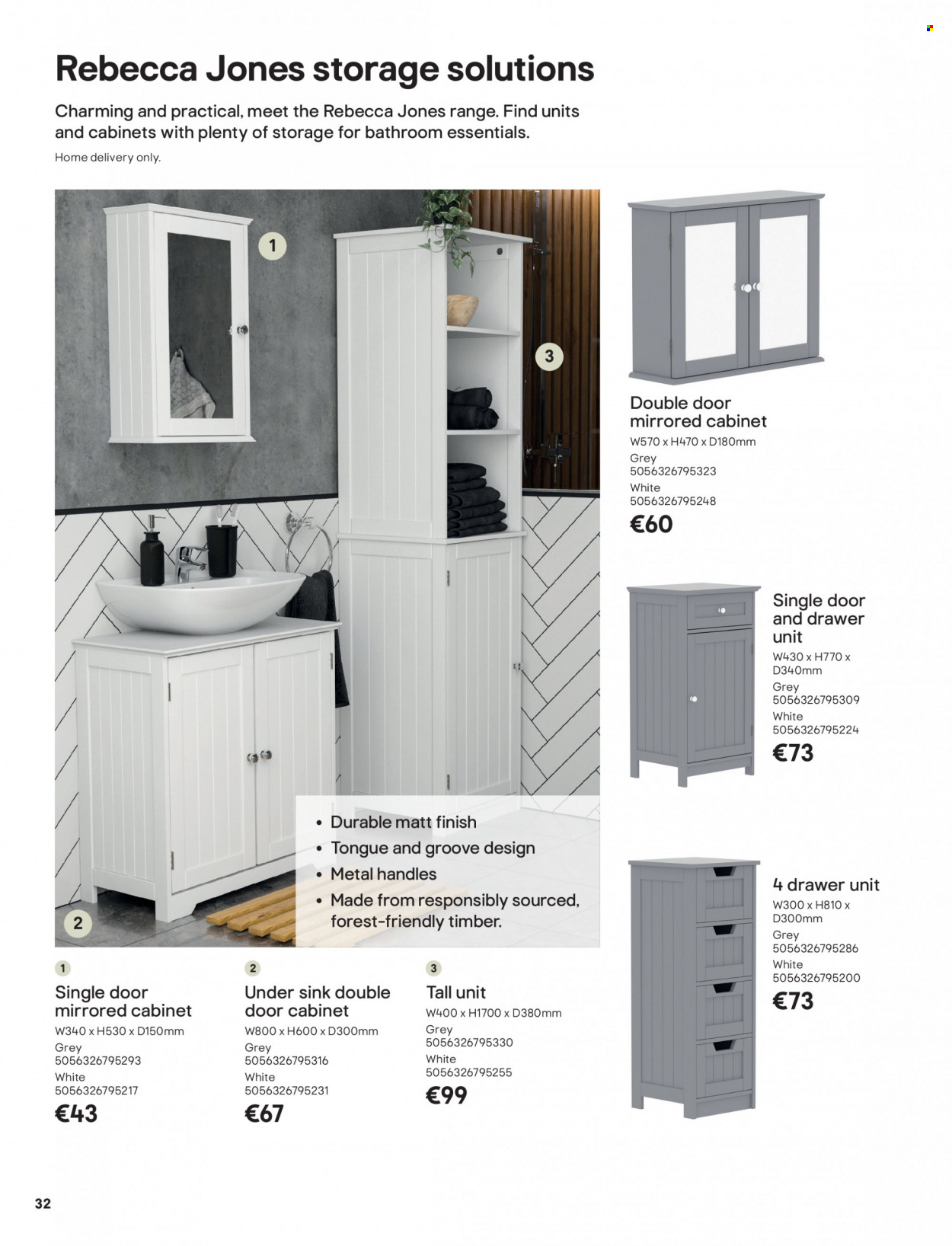 thumbnail - B&Q offer  - Sales products - cabinet, drawer base, cabinet with drawers, sink. Page 32.