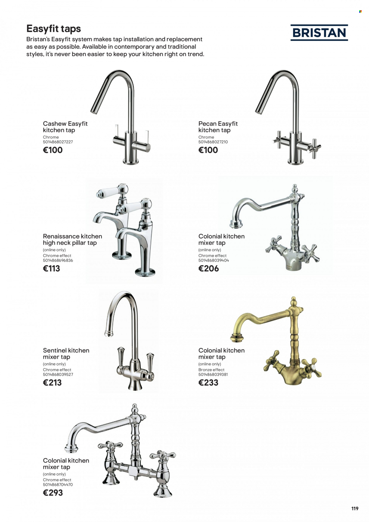 thumbnail - B&Q offer  - Sales products - kitchen tap, kitchen mixer, mixer tap. Page 119.