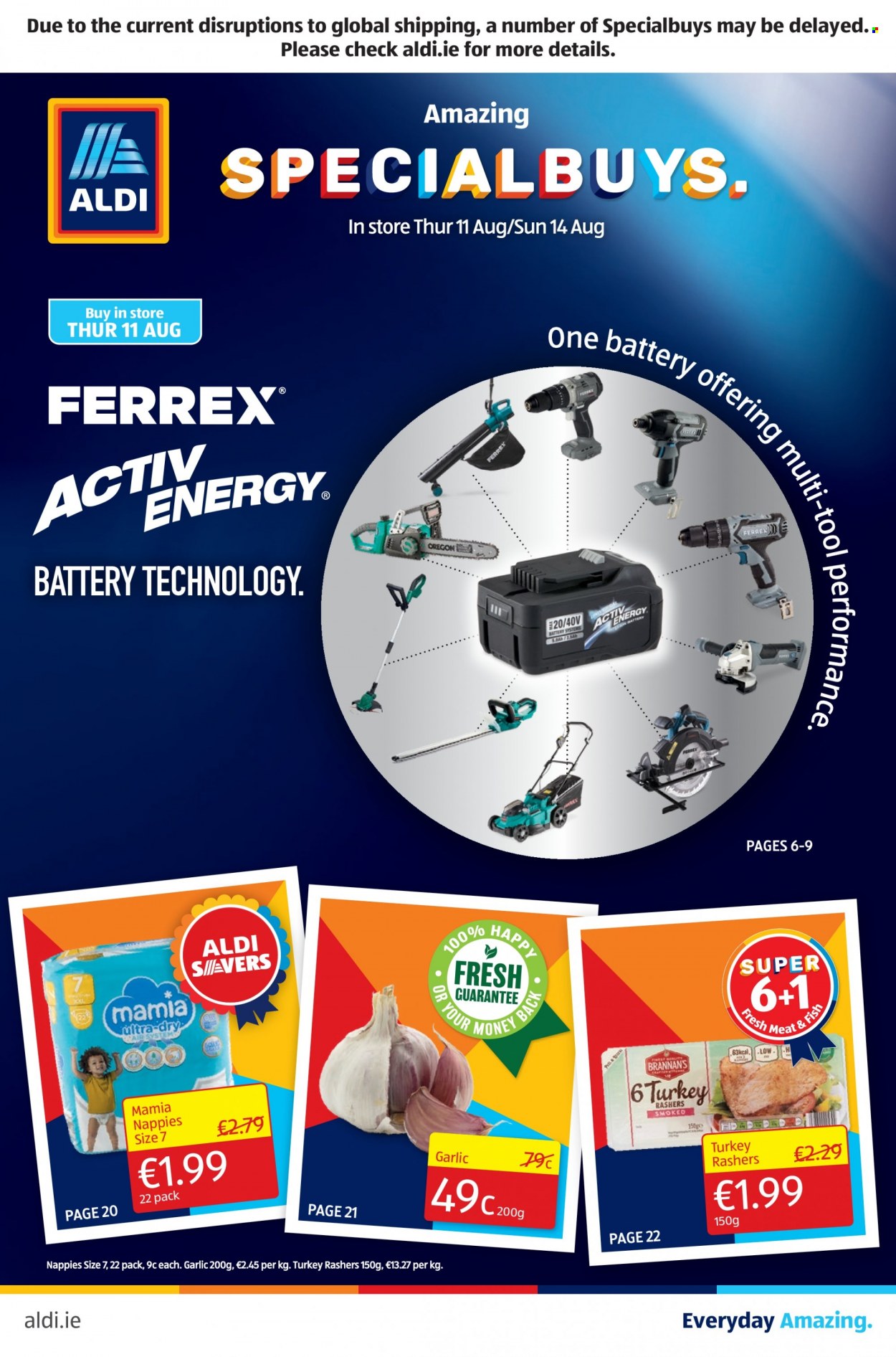 thumbnail - Aldi offer  - 11.08.2022 - 17.08.2022 - Sales products - garlic, fish, nappies, battery. Page 1.