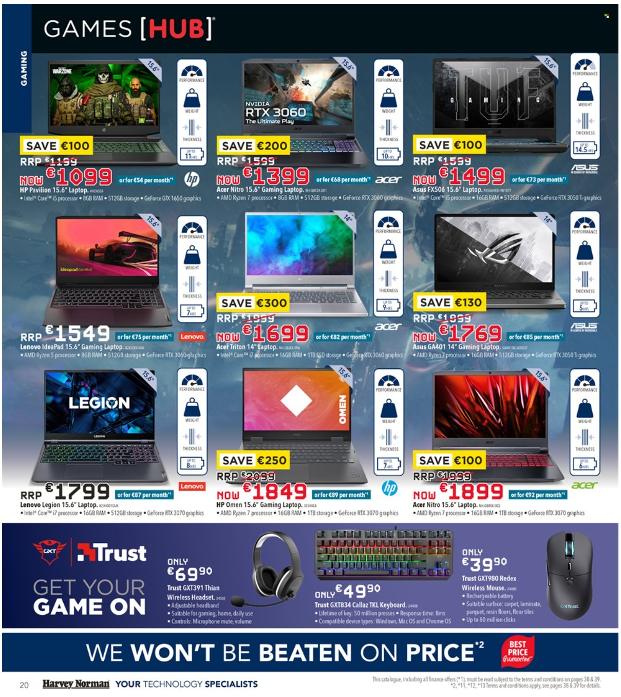 thumbnail - Harvey Norman offer  - 12.08.2022 - 02.10.2022 - Sales products - Trust, Intel, Acer, Asus, Lenovo, Hewlett Packard, laptop, gaming laptop, GeForce, mouse, keyboard, microphone, headset. Page 19.