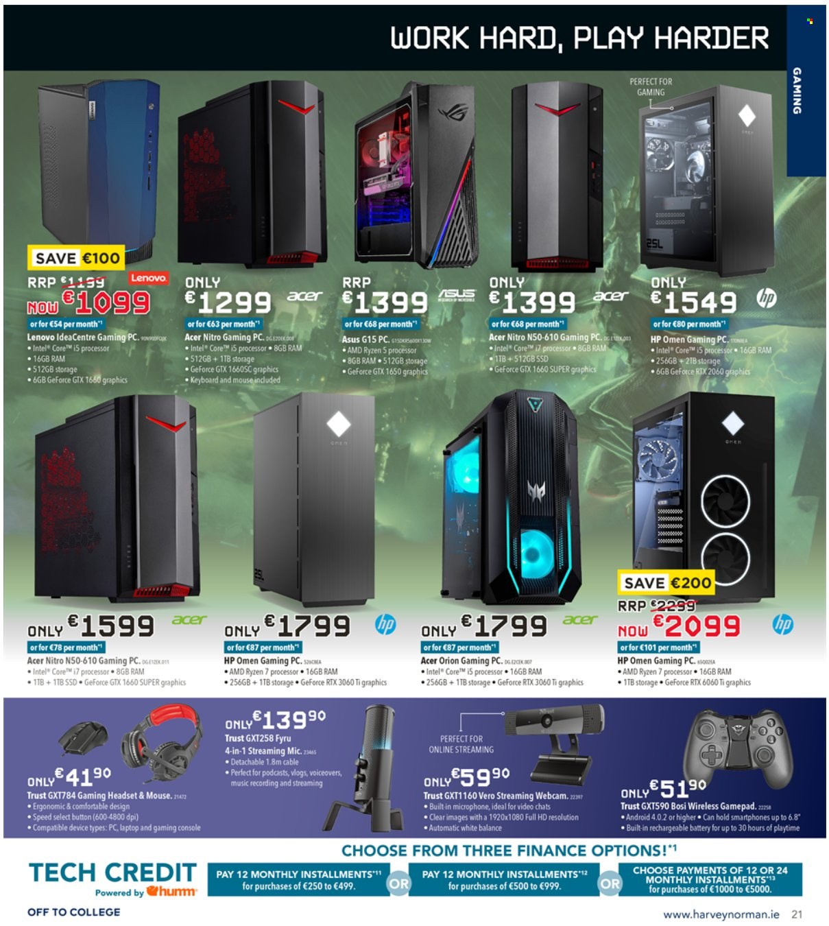 thumbnail - Harvey Norman offer  - 12.08.2022 - 02.10.2022 - Sales products - gaming headset, Trust, Intel, Acer, Asus, Lenovo, Hewlett Packard, webcam, laptop, GeForce, mouse, keyboard, headset. Page 20.
