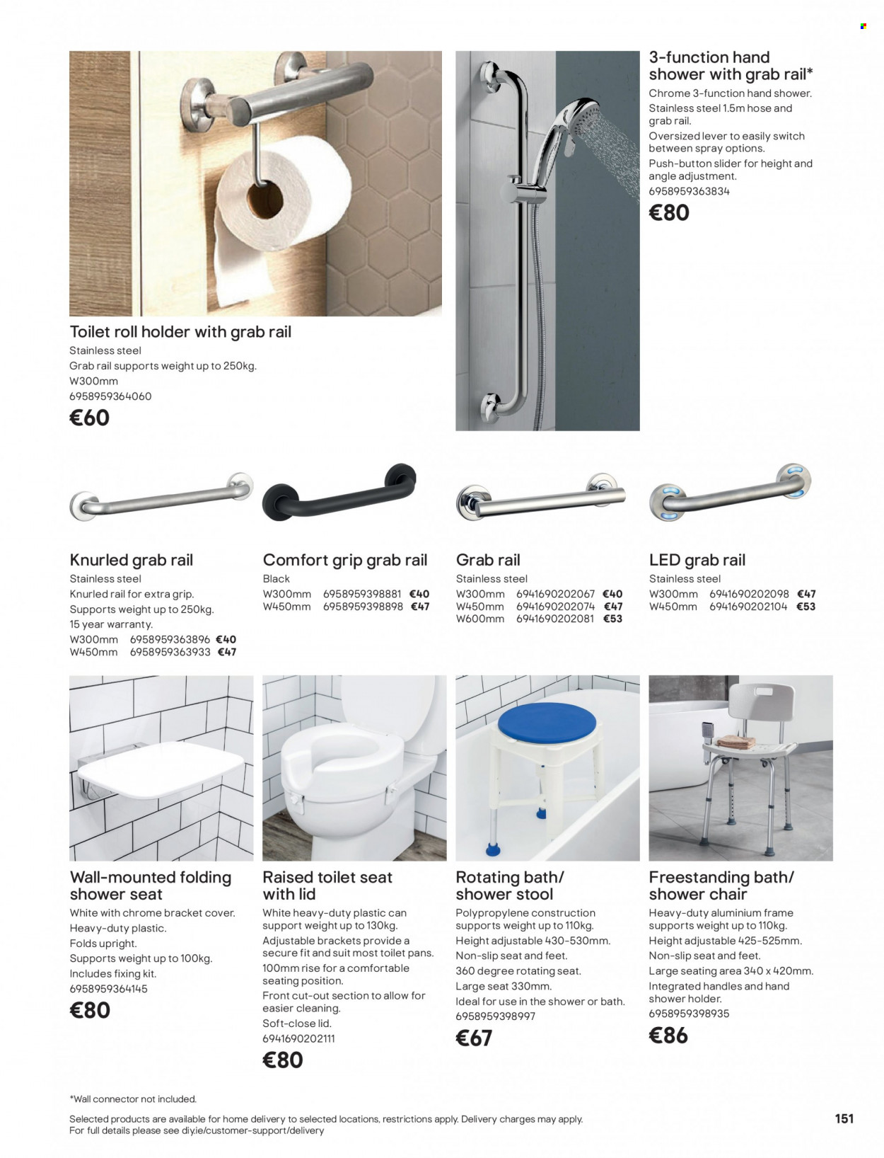 thumbnail - B&Q offer  - Sales products - stool, chair, toilet roll holder, hand shower, toilet seat. Page 152.