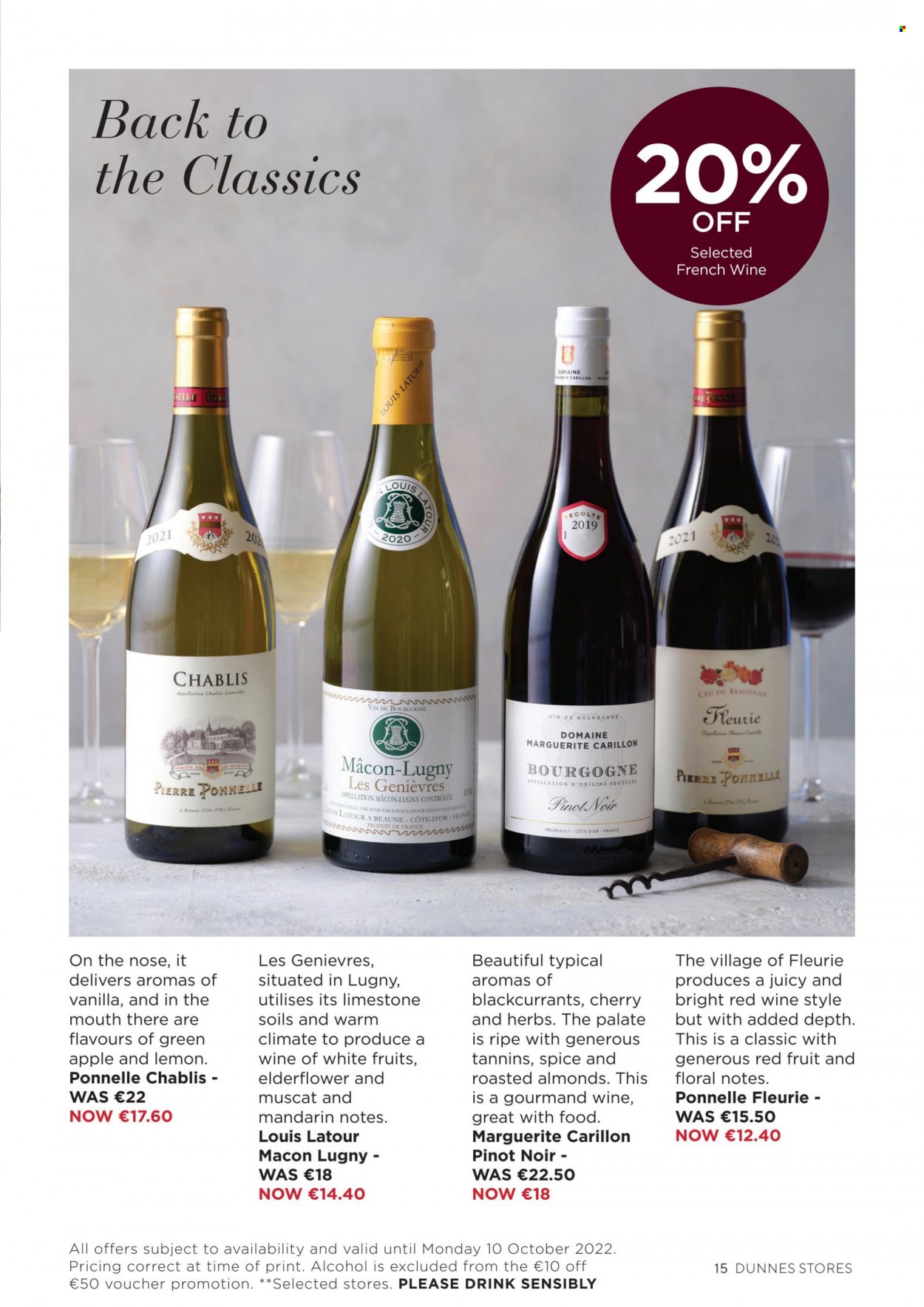 thumbnail - Dunnes Stores offer  - 01.09.2022 - 10.10.2022 - Sales products - mandarines, spice, herbs, almonds, Burgundy wine, red wine, wine, Pinot Noir, alcohol. Page 15.