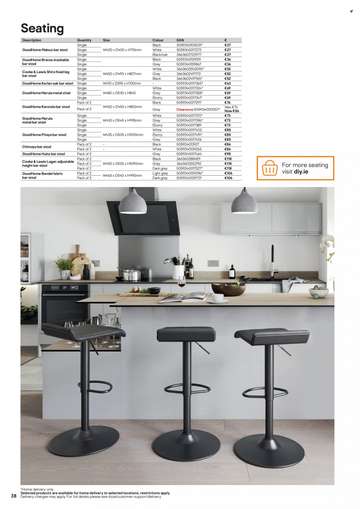thumbnail - B&Q offer  - Sales products - stool, chair, bar stool. Page 38.