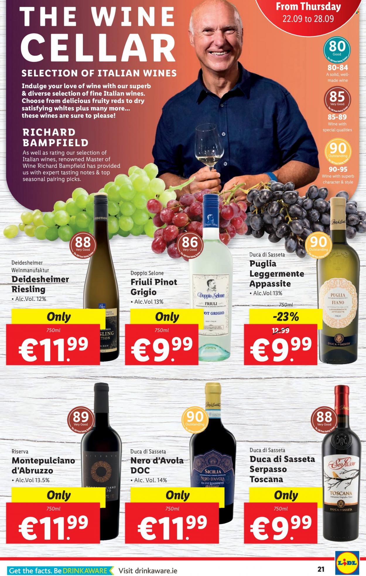thumbnail - Lidl offer  - 22.09.2022 - 28.09.2022 - Sales products - Riesling, white wine, wine. Page 21.
