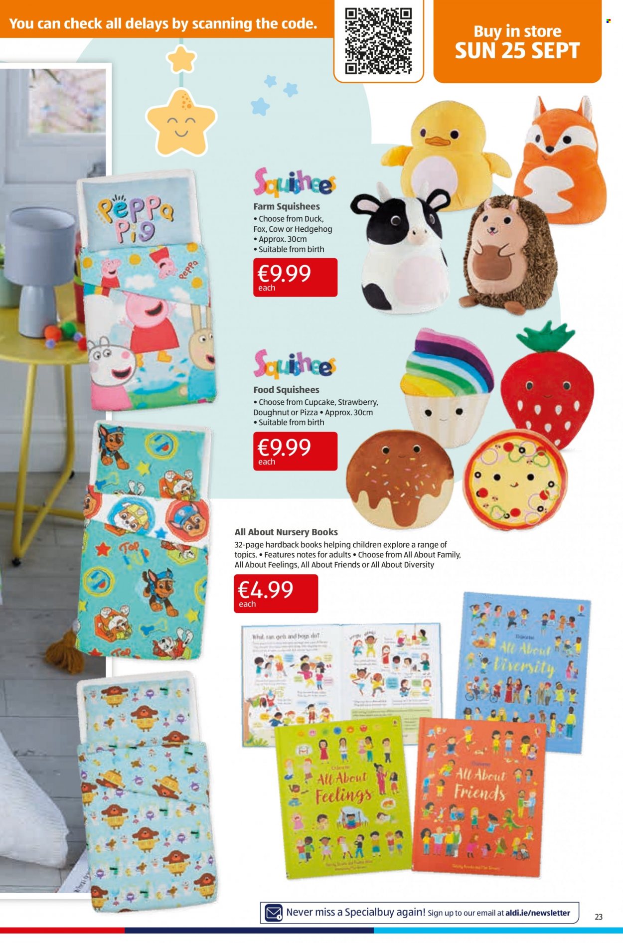 thumbnail - Aldi offer  - 22.09.2022 - 28.09.2022 - Sales products - cupcake, donut, pizza, Peppa Pig, book. Page 23.