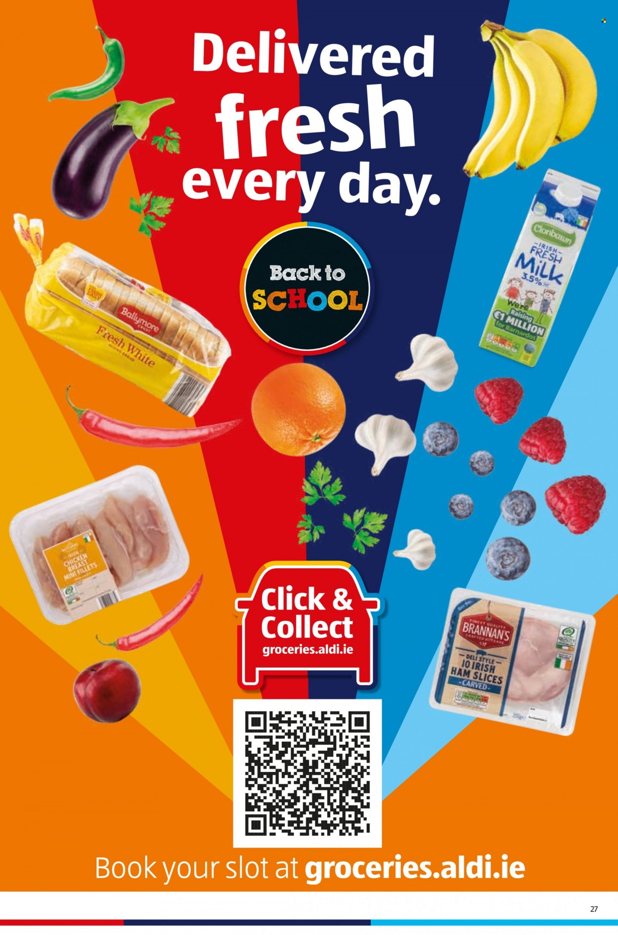thumbnail - Aldi offer  - 22.09.2022 - 28.09.2022 - Sales products - ham, milk, chicken breasts, book. Page 27.