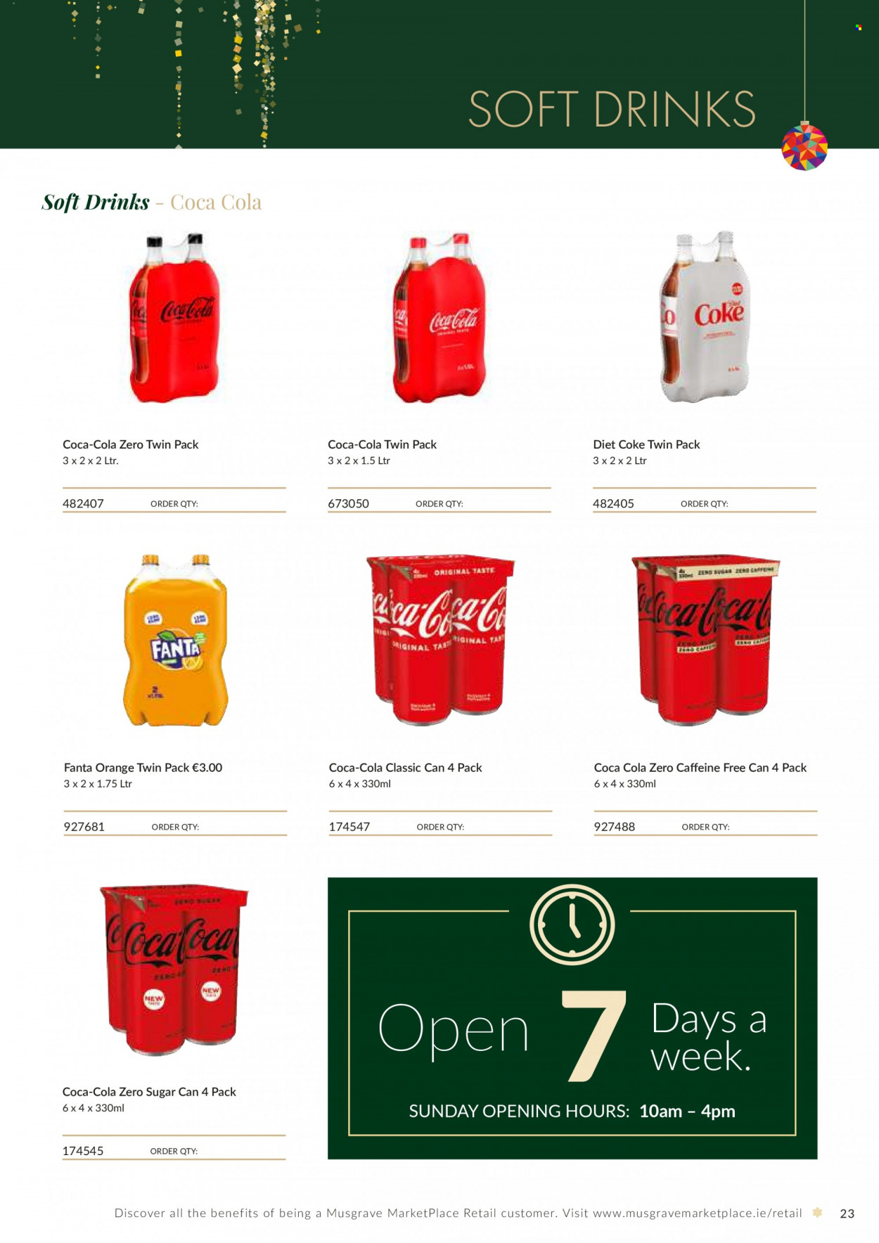thumbnail - MUSGRAVE Market Place offer  - Sales products - oranges, Coca-Cola, Fanta, Diet Coke, soft drink, Coca-Cola zero. Page 23.