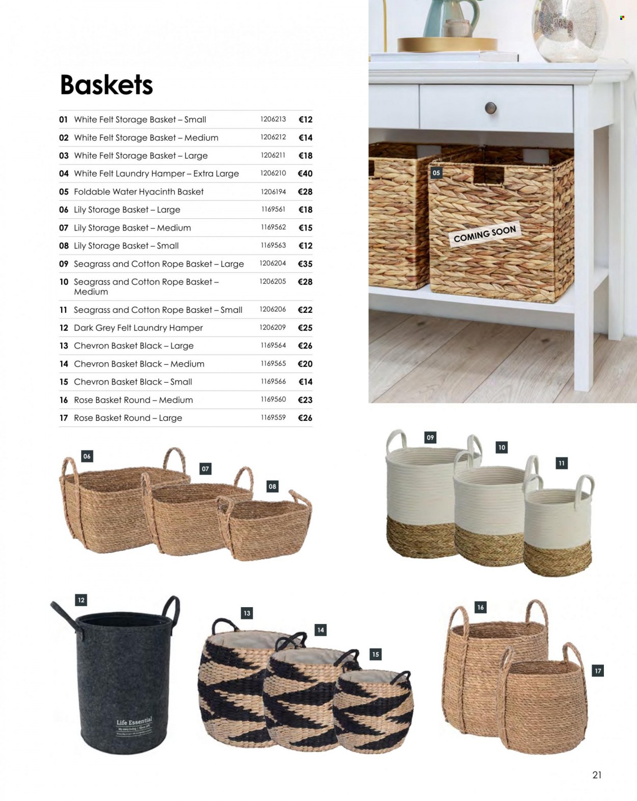 thumbnail - Woodie's offer  - Sales products - basket, storage basket, laundry hamper, water hyacinth, rose. Page 21.