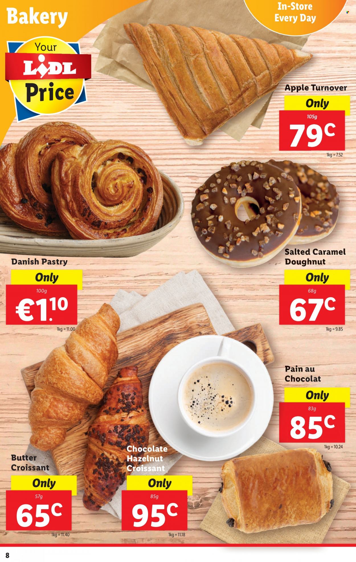 thumbnail - Lidl offer  - 06.10.2022 - 12.10.2022 - Sales products - croissant, donut, danish pastry, butter, chocolate. Page 8.