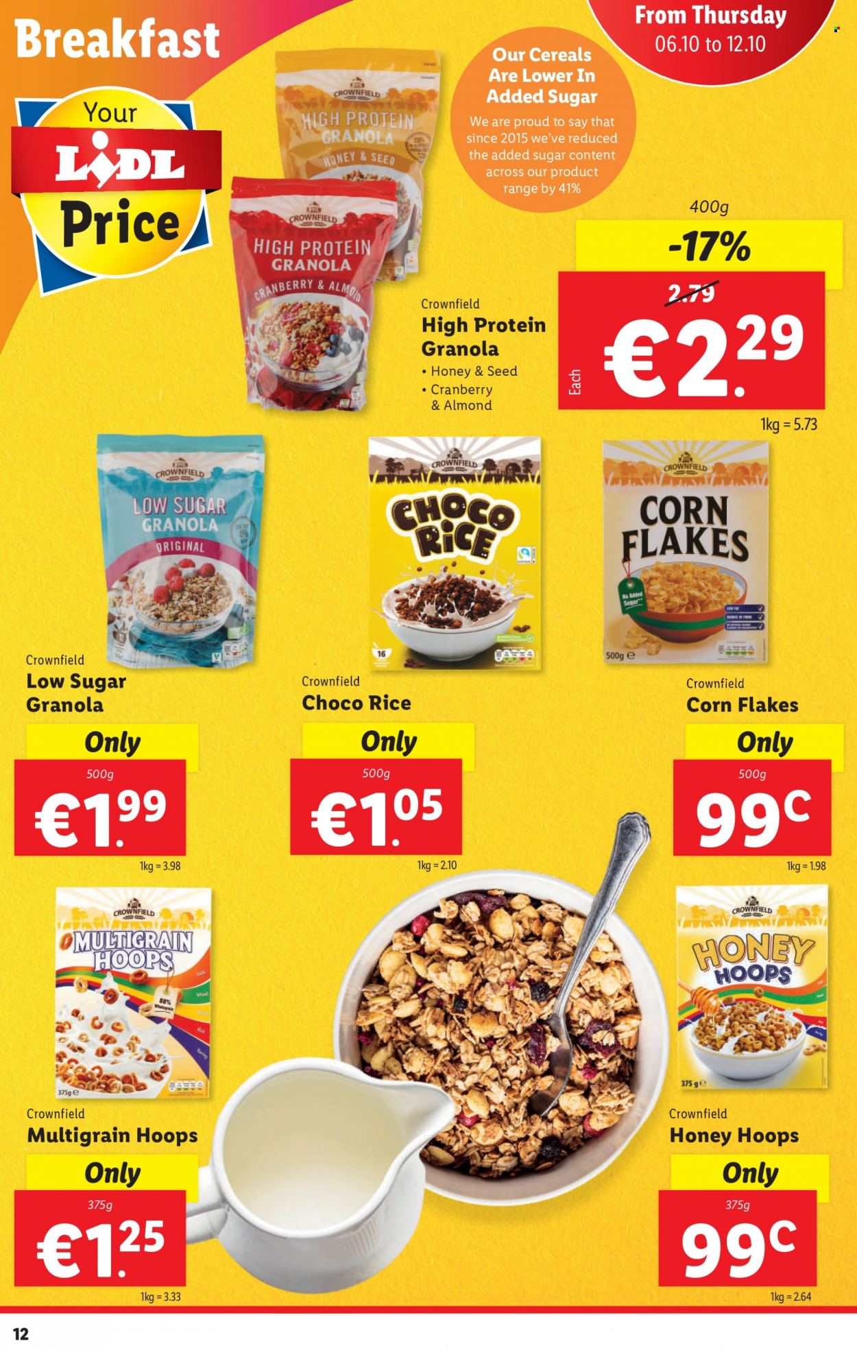 thumbnail - Lidl offer  - 06.10.2022 - 12.10.2022 - Sales products - cereals, granola, corn flakes, rice, honey, plant seeds. Page 12.