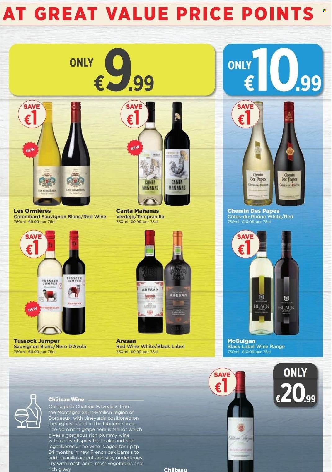 thumbnail - EUROSPAR offer  - 29.09.2022 - 19.10.2022 - Sales products - cake, red wine, white wine, wine, Merlot, Tempranillo, Sauvignon Blanc. Page 15.