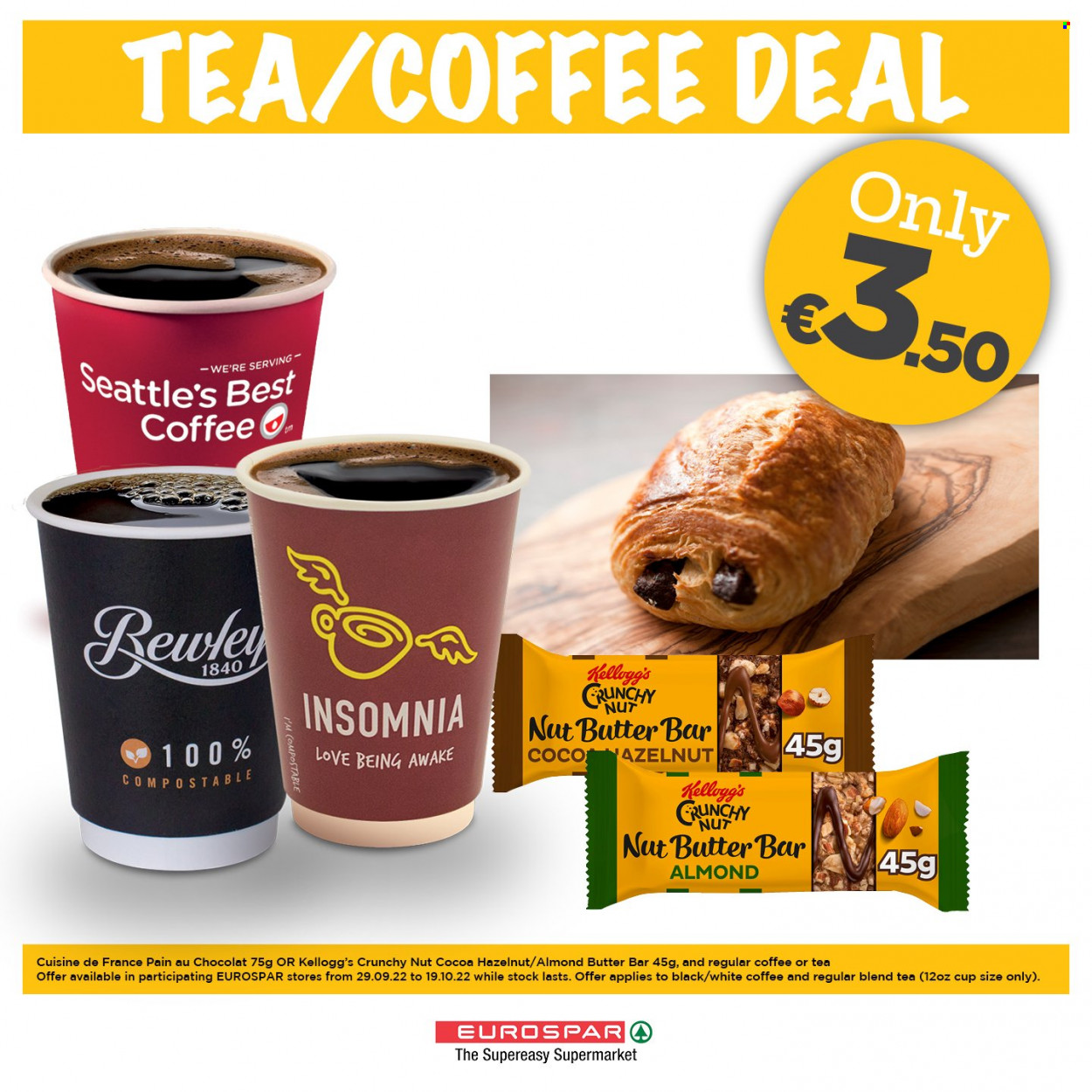 thumbnail - EUROSPAR offer  - Sales products - almond butter, Kellogg's, cocoa, tea, cup. Page 2.