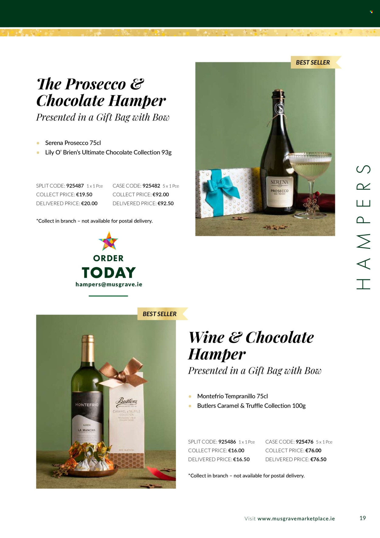 thumbnail - MUSGRAVE Market Place offer  - 19.08.2022 - 31.12.2022 - Sales products - hamper, chocolate, truffles, caramel, prosecco, wine, Tempranillo, gift bag. Page 19.
