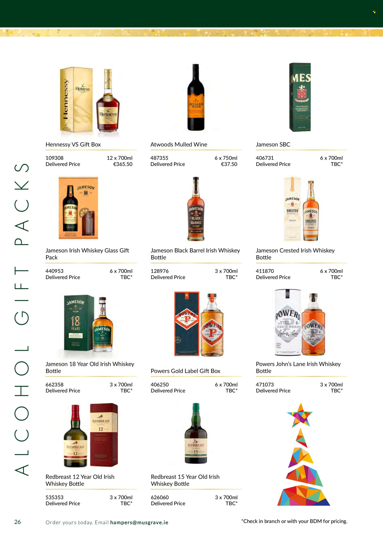 thumbnail - MUSGRAVE Market Place offer  - 19.08.2022 - 31.12.2022 - Sales products - hamper, wine, alcohol, whiskey, irish whiskey, Jameson, Hennessy, whisky, gift box. Page 26.