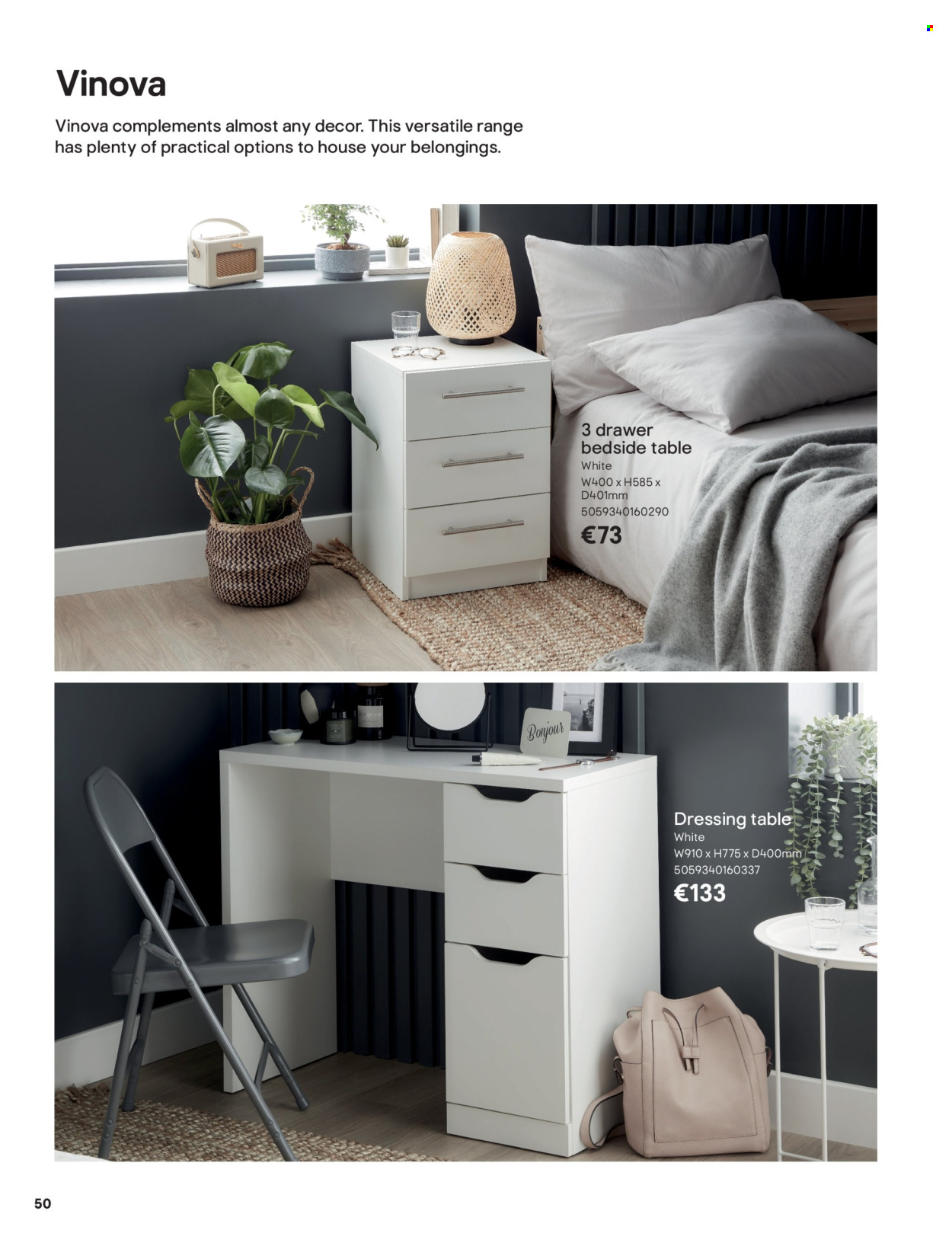 thumbnail - B&Q offer  - Sales products - table, bedside table, dressing table. Page 50.