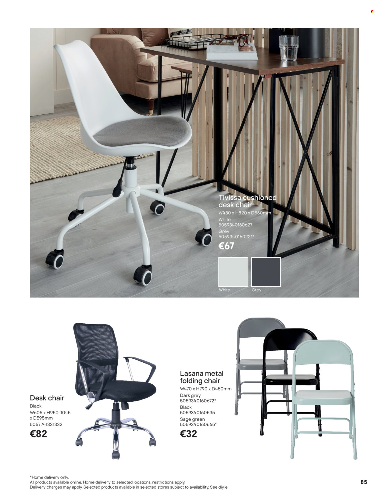 thumbnail - B&Q offer  - Sales products - chair, desk, folding chair. Page 85.