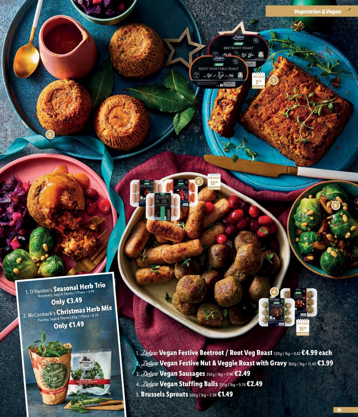 thumbnail - Lidl offer  - Sales products - parsley, brussel sprouts, beetroot, sausage, rosemary, herbs. Page 19.