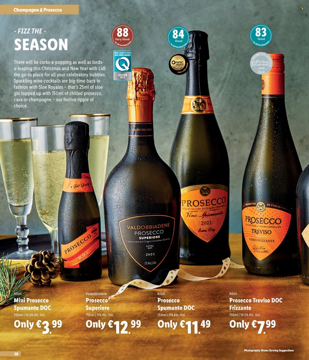 thumbnail - Lidl offer  - Sales products - sparkling wine, spumante, prosecco, wine, gin. Page 38.