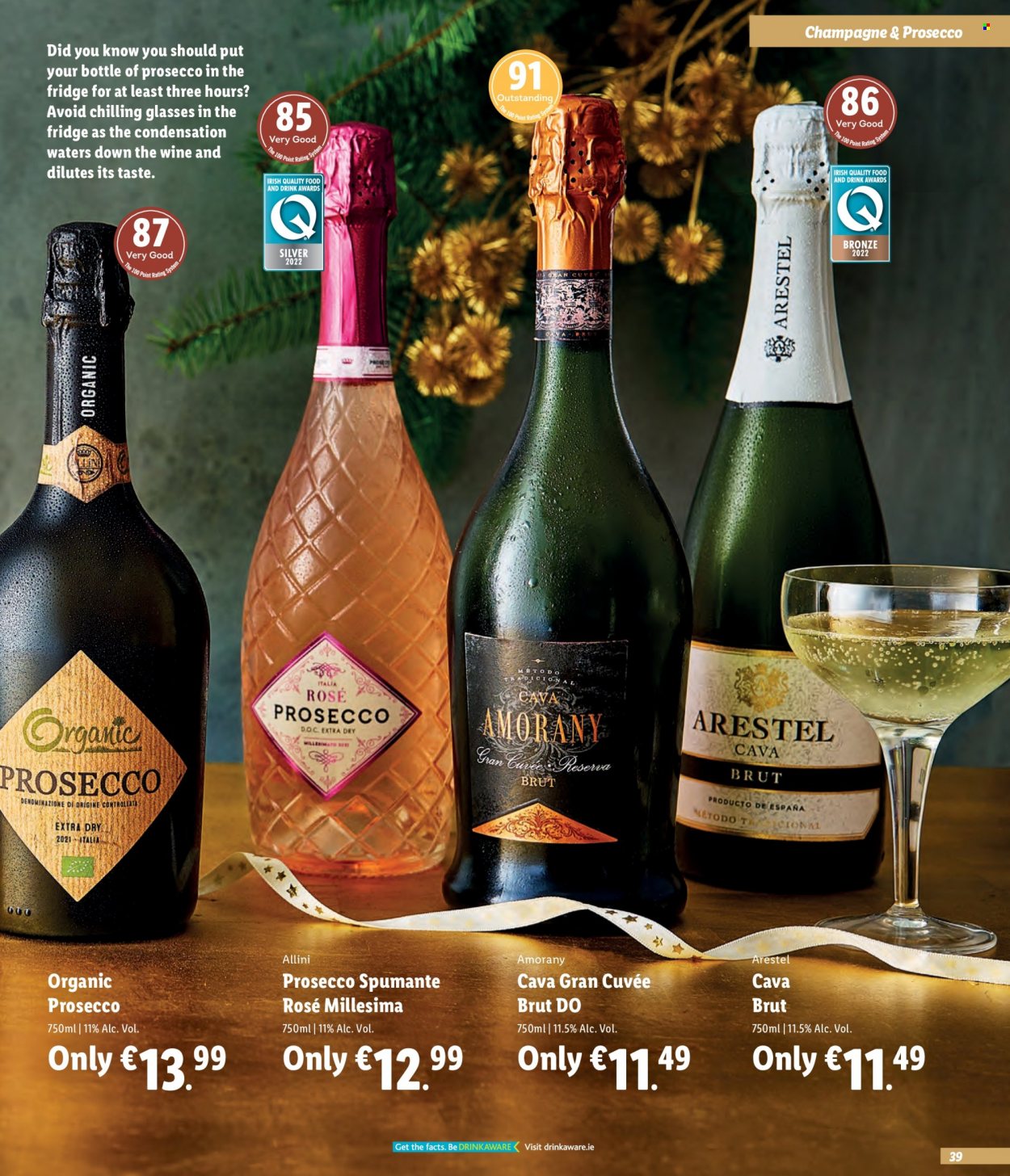 thumbnail - Lidl offer  - Sales products - spumante, prosecco, wine, Cuvée, organic prosecco, rosé wine. Page 39.