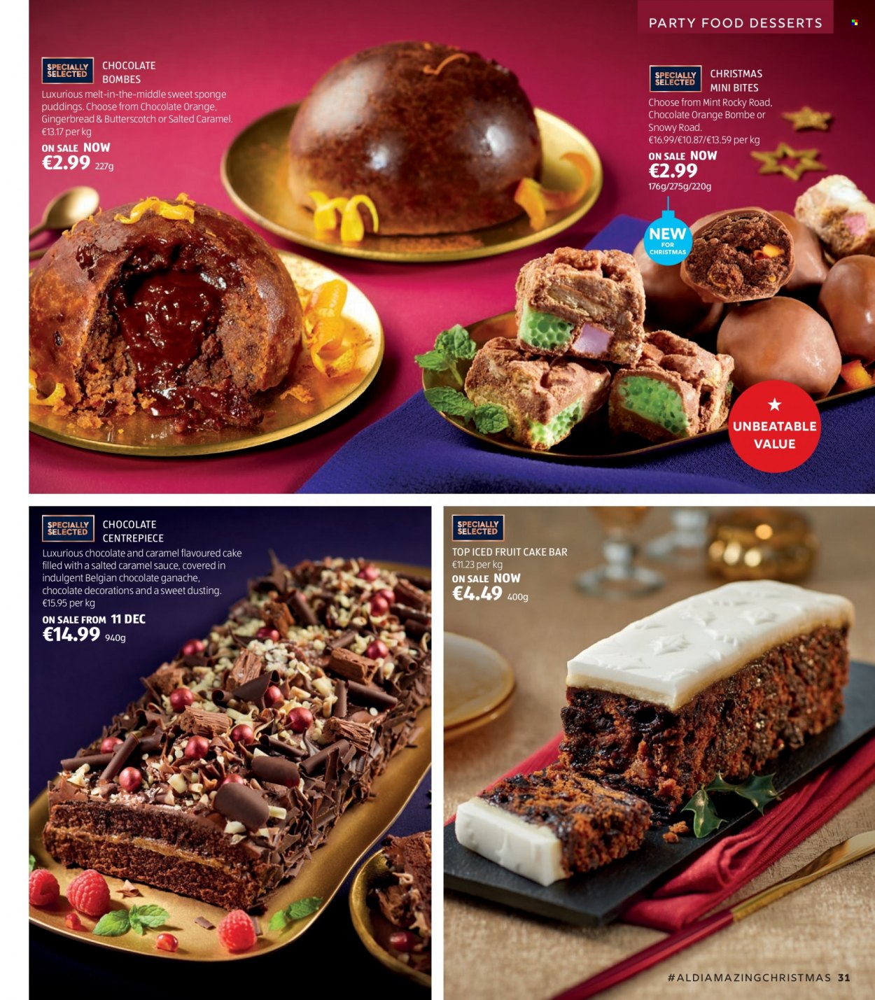 thumbnail - Aldi offer  - Sales products - cake, gingerbread, pudding, butterscotch, sponge. Page 31.