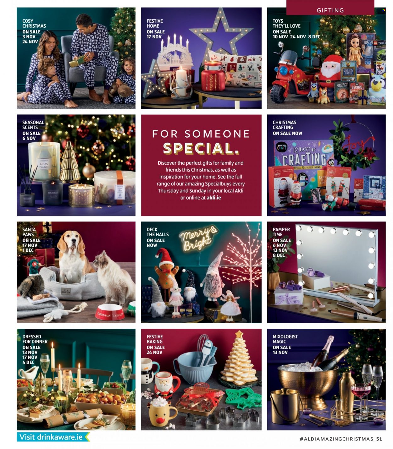 thumbnail - Aldi offer  - Sales products - Halls, Santa, Paws, Pamper, toys, princess, paint. Page 51.