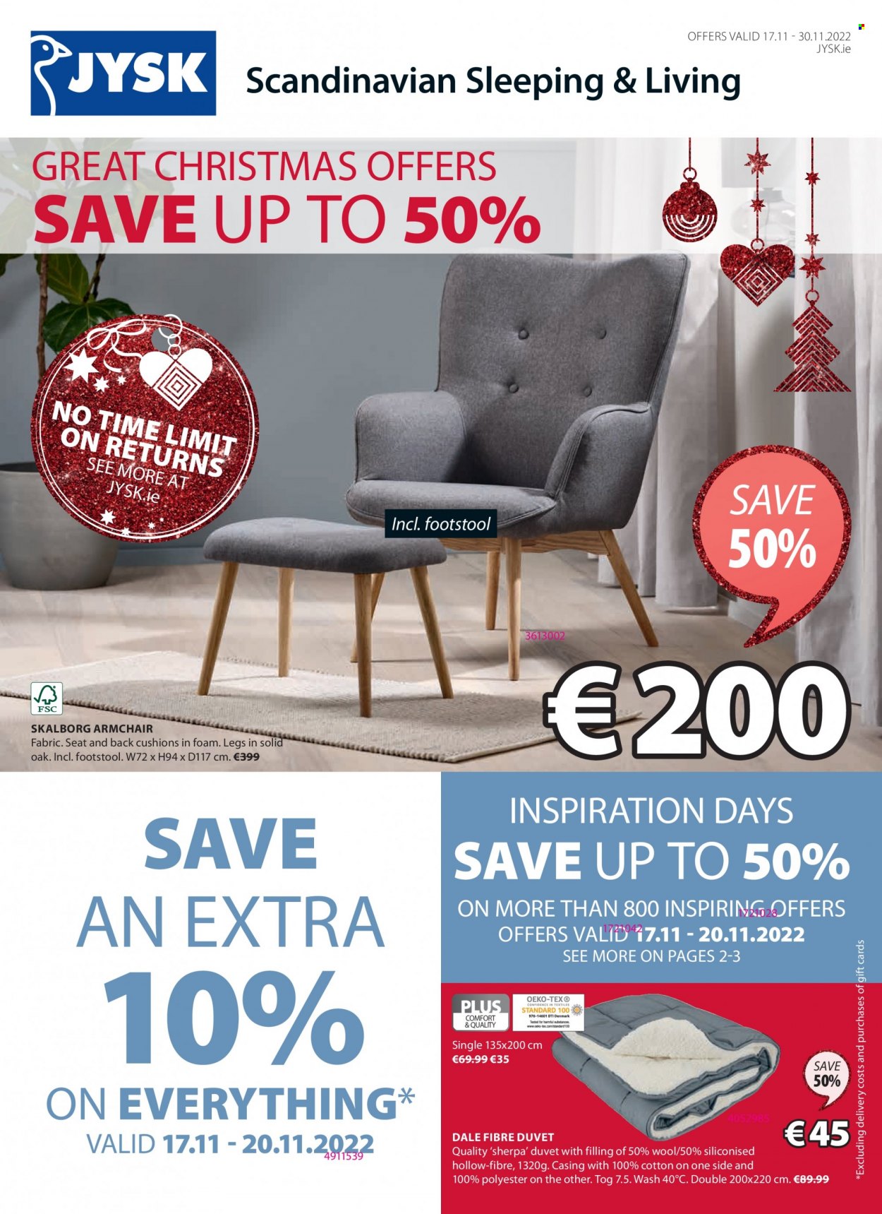 thumbnail - JYSK offer  - 17.11.2022 - 30.11.2022 - Sales products - arm chair, cushion, duvet. Page 1.
