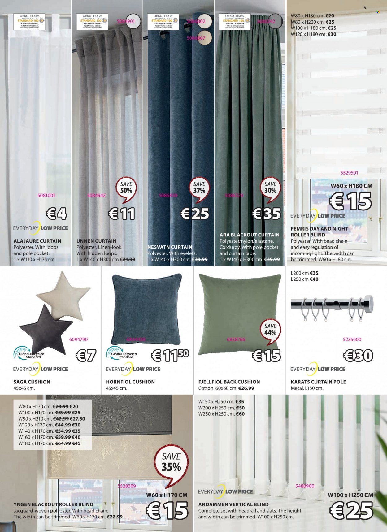 thumbnail - JYSK offer  - 17.11.2022 - 30.11.2022 - Sales products - cushion, linens, blackout curtain, curtain, blackout. Page 9.
