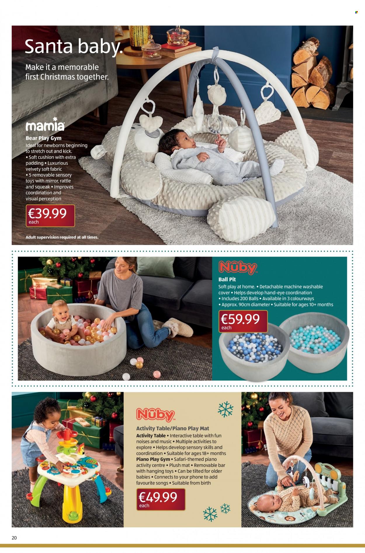 thumbnail - Aldi offer  - 24.11.2022 - 07.12.2022 - Sales products - Santa, cushion, table, rattle, toys. Page 20.