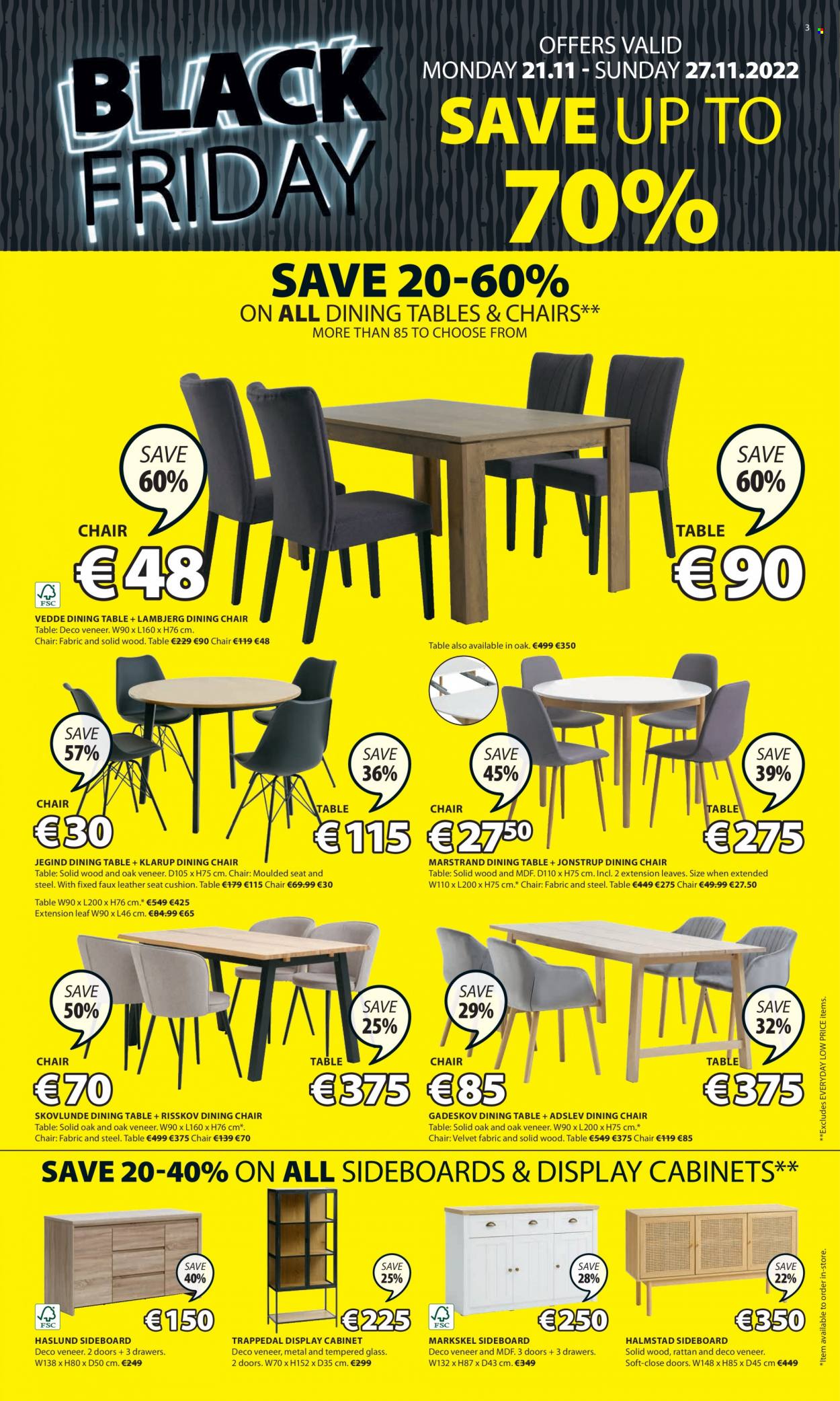 thumbnail - JYSK offer  - 21.11.2022 - 27.11.2022 - Sales products - cabinet, dining table, table, chair, dining chair, sideboard, cushion, chair pad. Page 3.