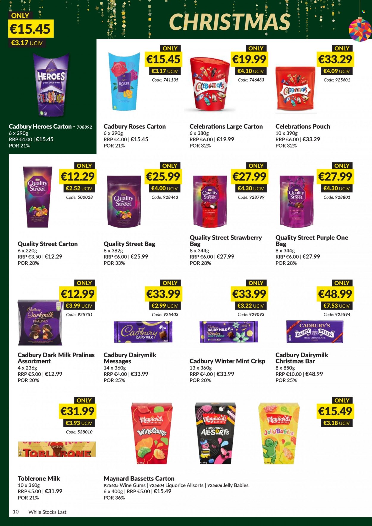 thumbnail - MUSGRAVE Market Place offer  - 20.11.2022 - 31.12.2022 - Sales products - pralines, jelly, Celebration, Toblerone, Cadbury, Cadbury Roses. Page 10.