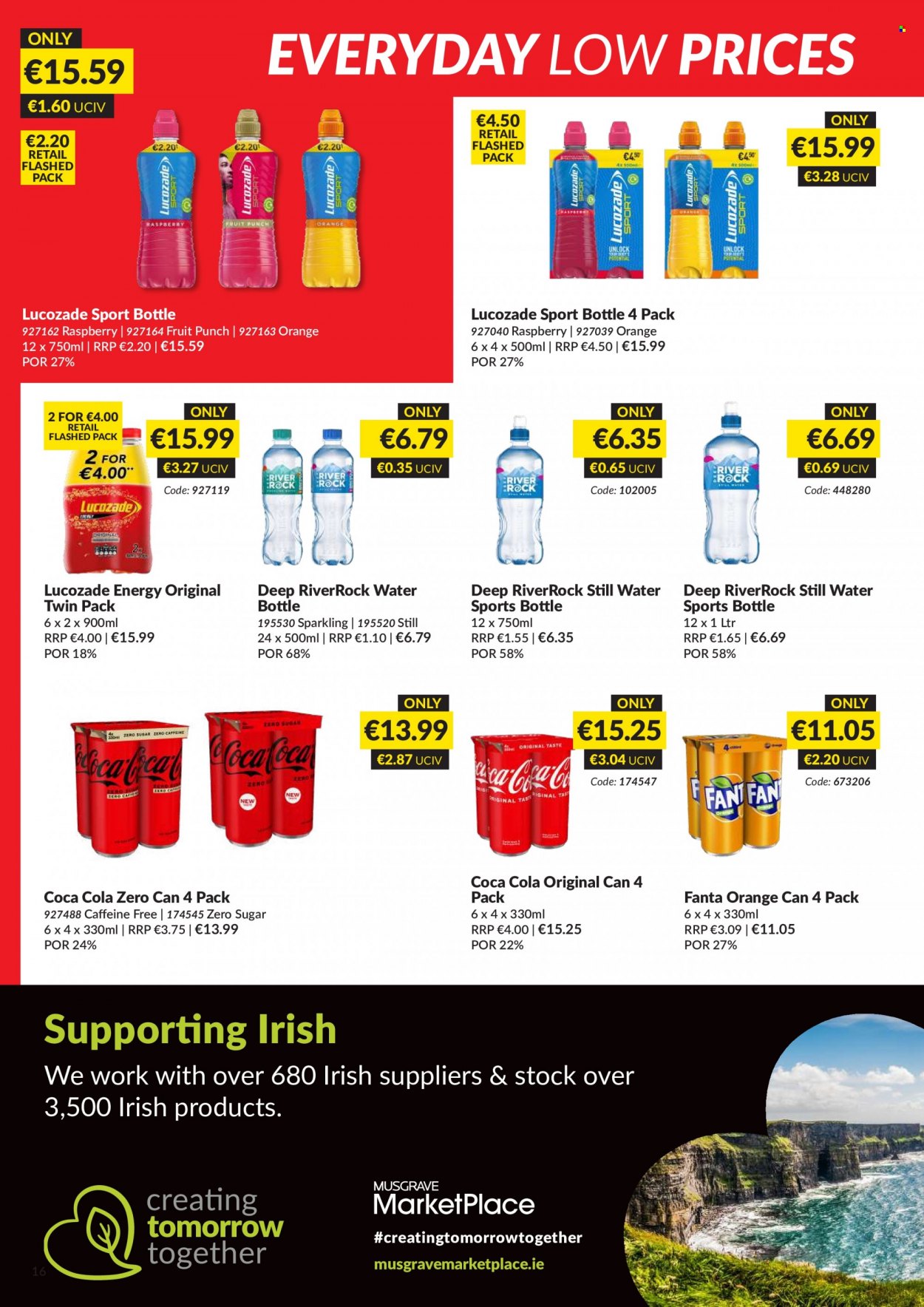 thumbnail - MUSGRAVE Market Place offer  - 20.11.2022 - 31.12.2022 - Sales products - oranges, Coca-Cola, Fanta, Coca-Cola zero, Lucozade, fruit punch, mineral water, bottled water, drink bottle, travel bottle. Page 16.