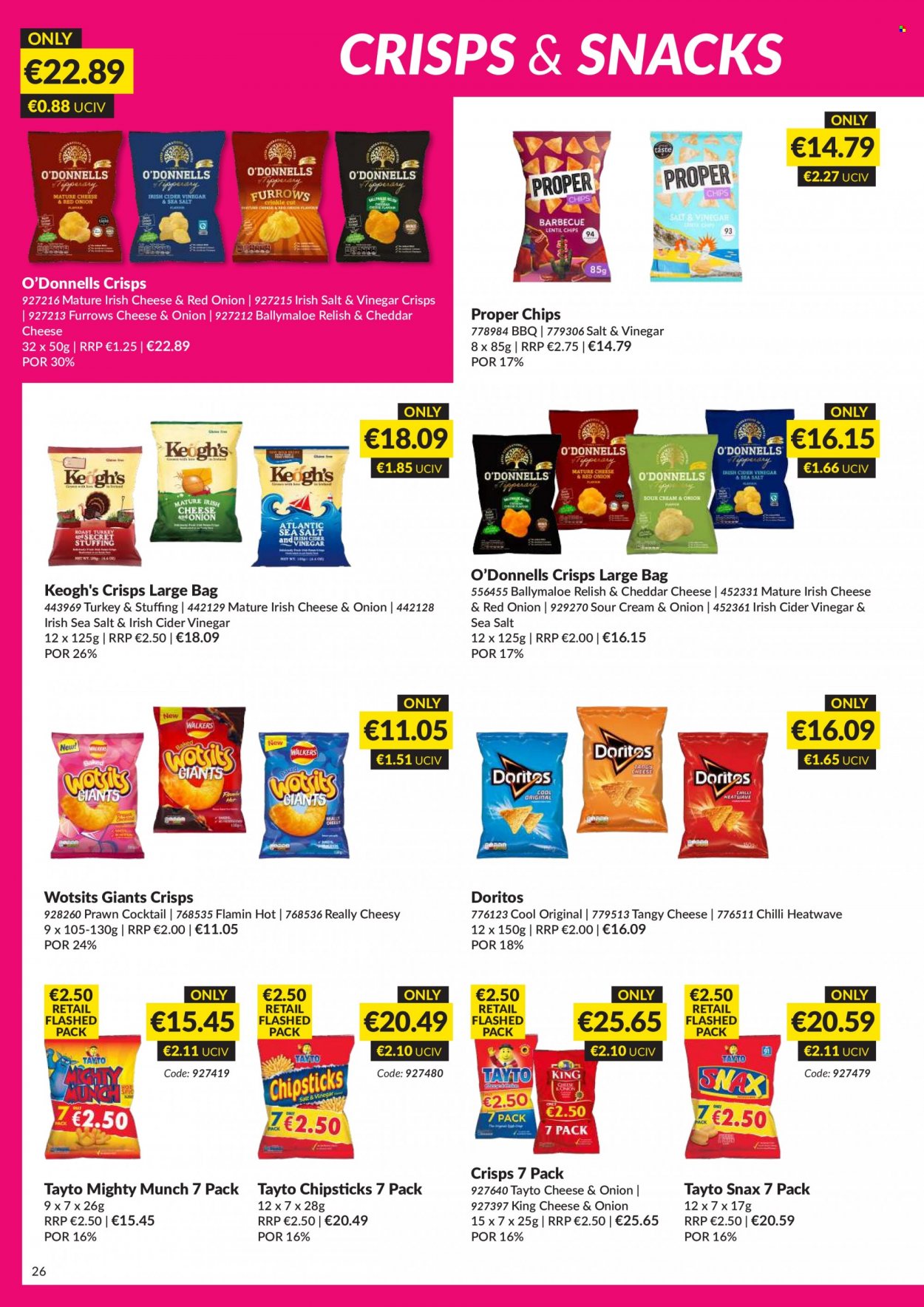 thumbnail - MUSGRAVE Market Place offer  - 20.11.2022 - 31.12.2022 - Sales products - prawns, frozen chips, snack, Doritos, chips, Tayto, cider. Page 26.