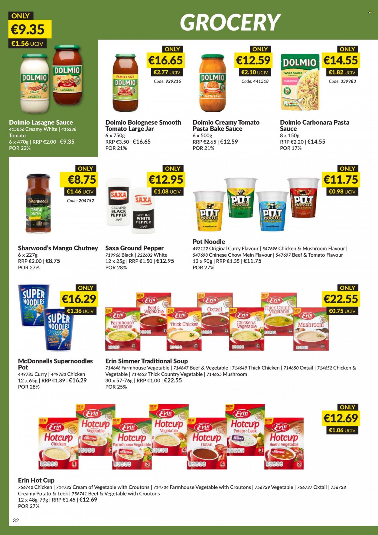 thumbnail - MUSGRAVE Market Place offer  - 20.11.2022 - 31.12.2022 - Sales products - leek, pasta sauce, soup, sauce, noodles, chutney, beef meat, oxtail, pot, cup. Page 32.