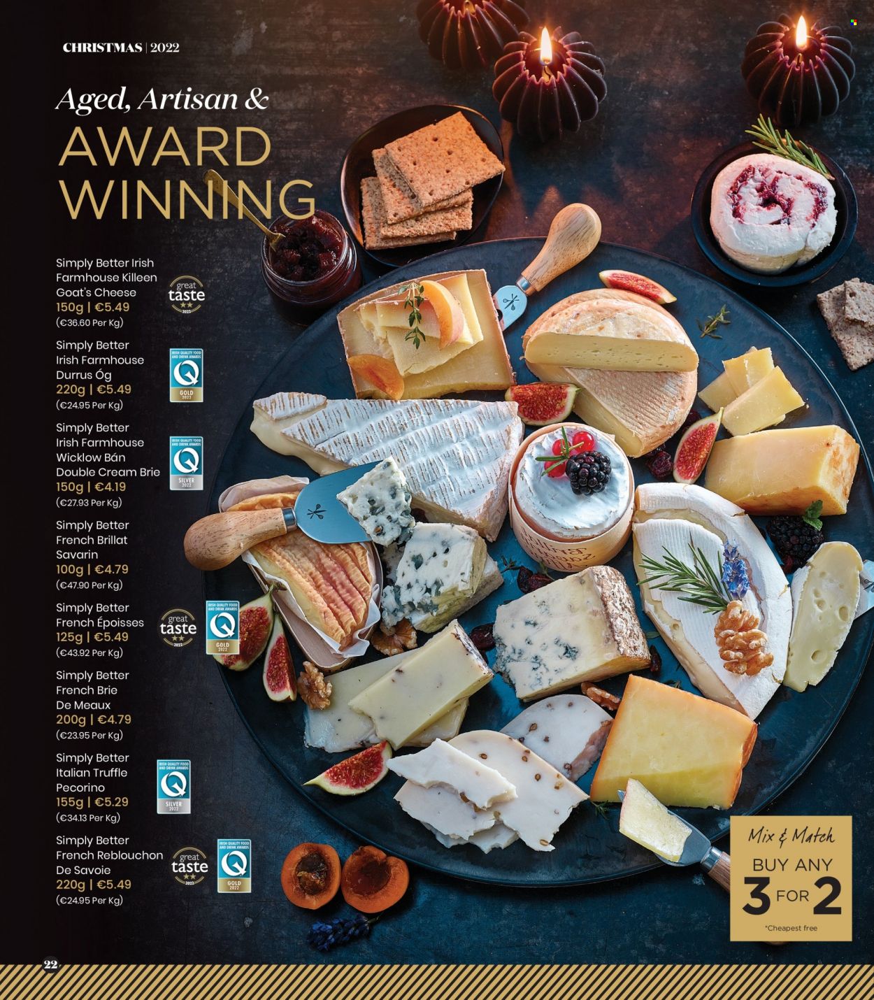 thumbnail - Dunnes Stores offer  - Sales products - Pecorino, cheese, brie, truffles. Page 22.