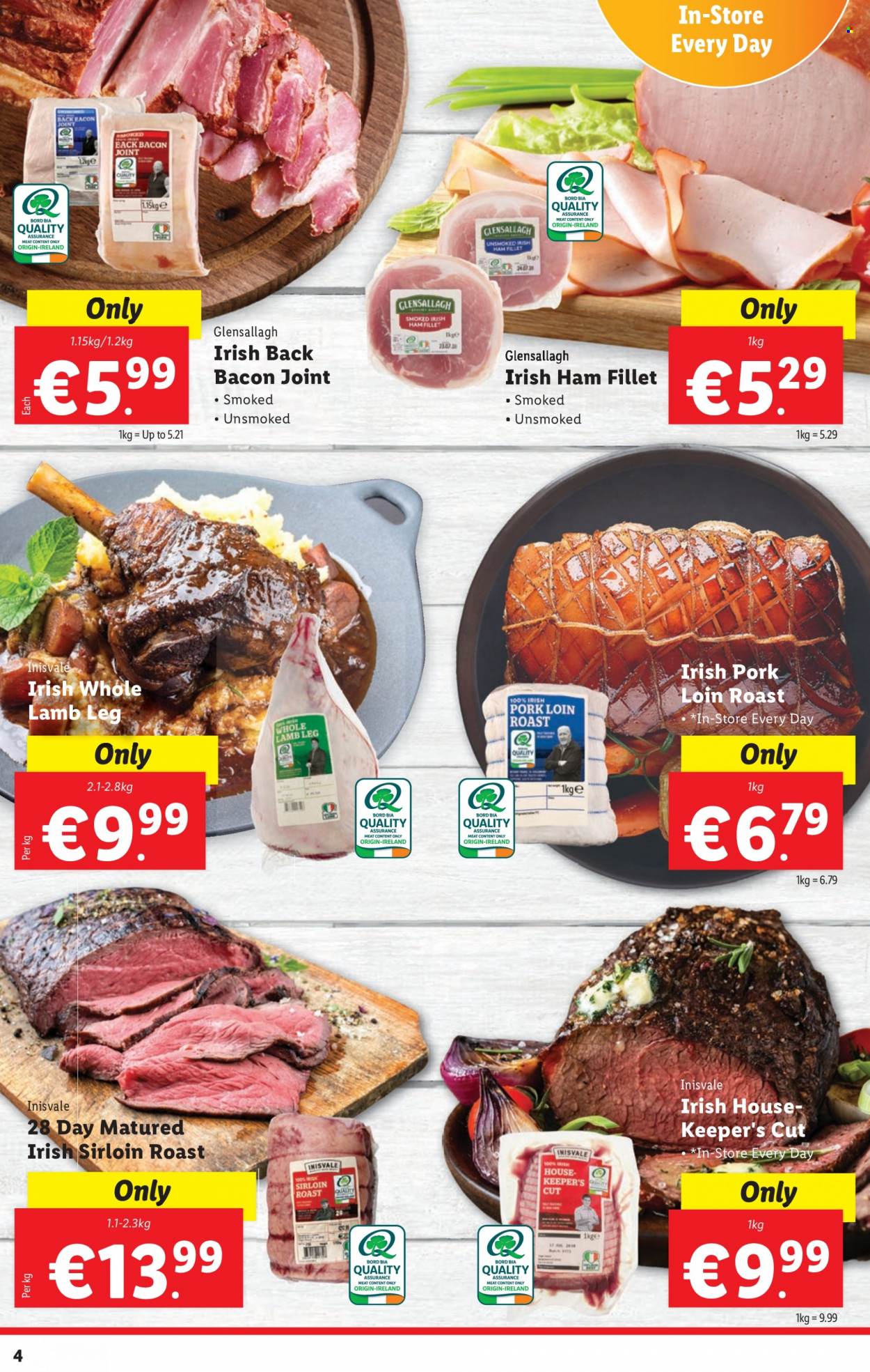 thumbnail - Lidl offer  - 01.12.2022 - 07.12.2022 - Sales products - bacon, ham, pork loin, pork meat, back bacon joint, lamb meat, whole lamb, lamb leg. Page 4.