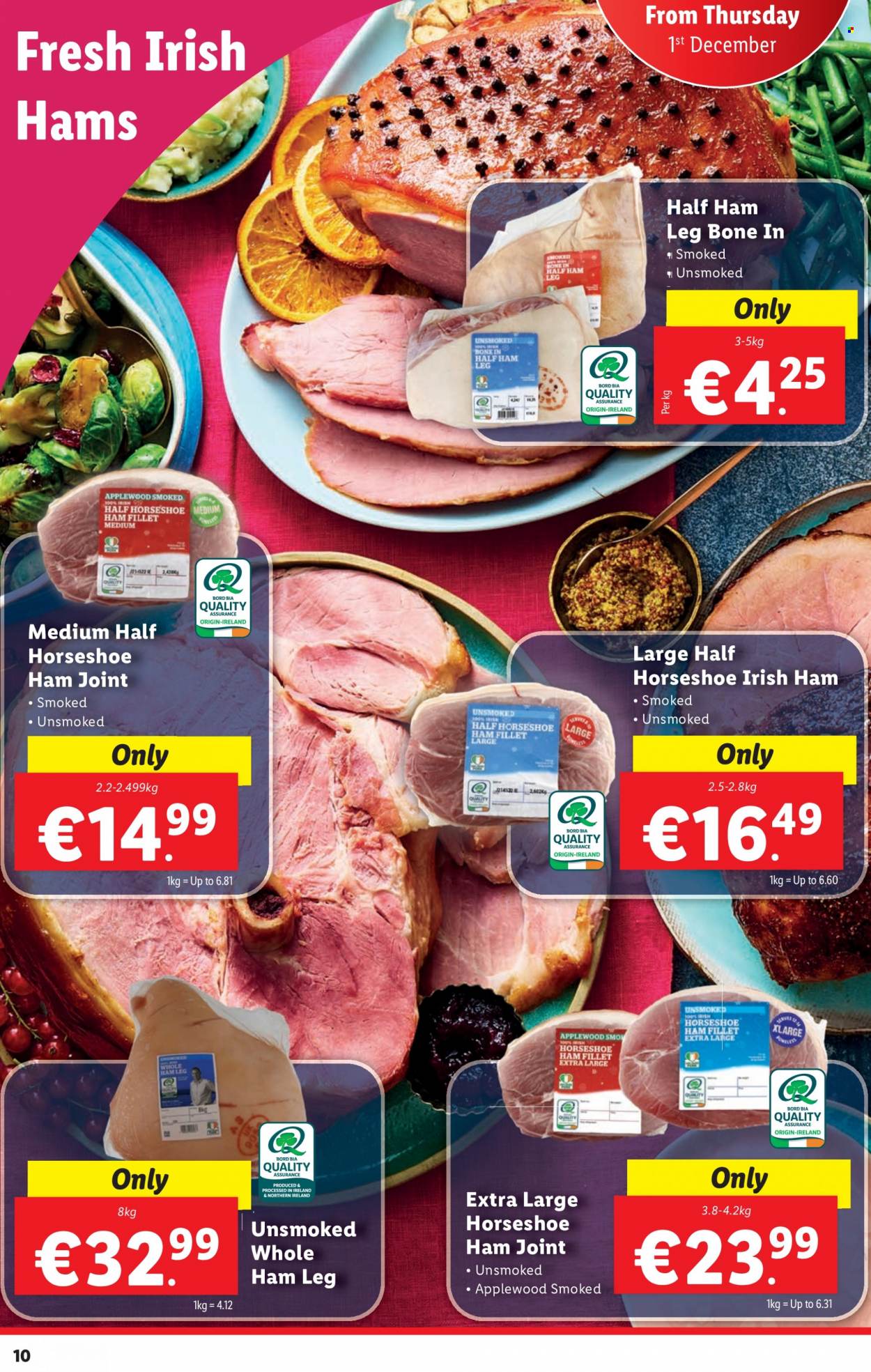 thumbnail - Lidl offer  - 01.12.2022 - 07.12.2022 - Sales products - half ham, ham. Page 10.