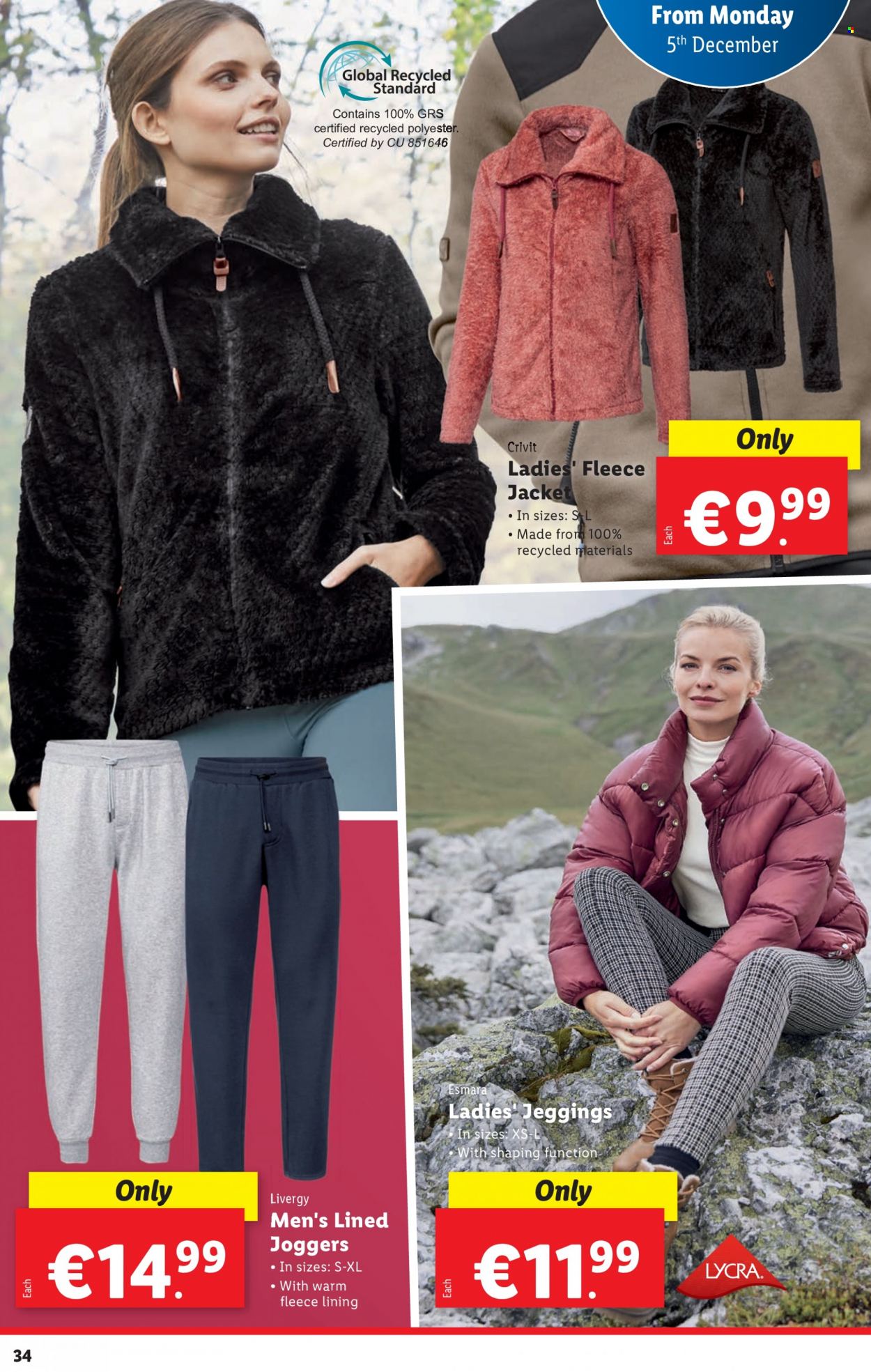 thumbnail - Lidl offer  - 01.12.2022 - 07.12.2022 - Sales products - Esmara, Crivit, jacket, joggers, jeggings. Page 35.