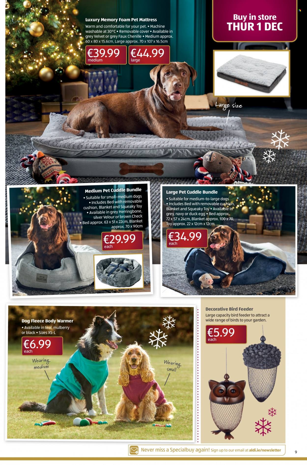 thumbnail - Aldi offer  - 01.12.2022 - 07.12.2022 - Sales products - eggs, cushion, bird feeder, mattress, toys. Page 9.